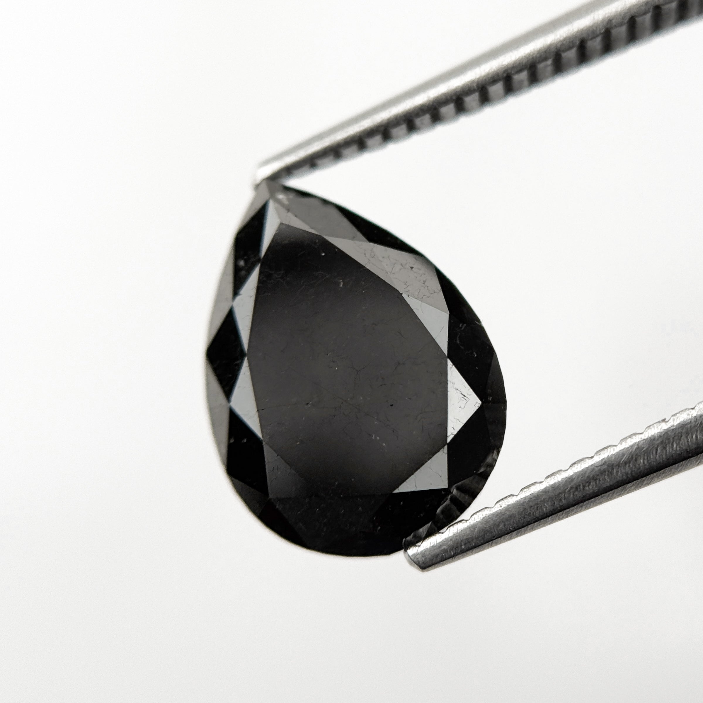 3.69 Ct Pear Rose Cut Black Natural Minimalist Diamond