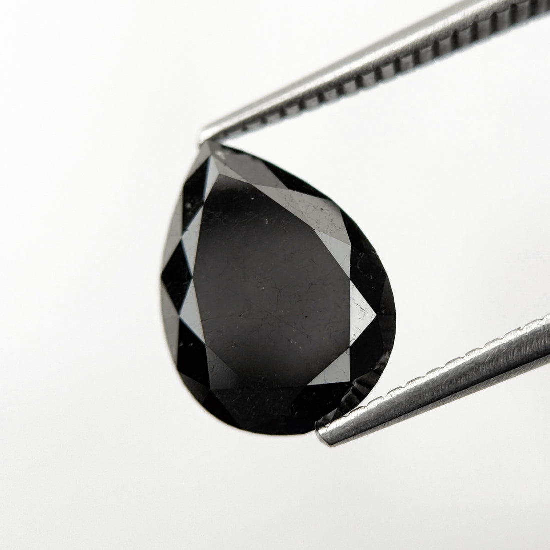 3.69 Ct Pear Rose Cut Black Natural Minimalist Diamond