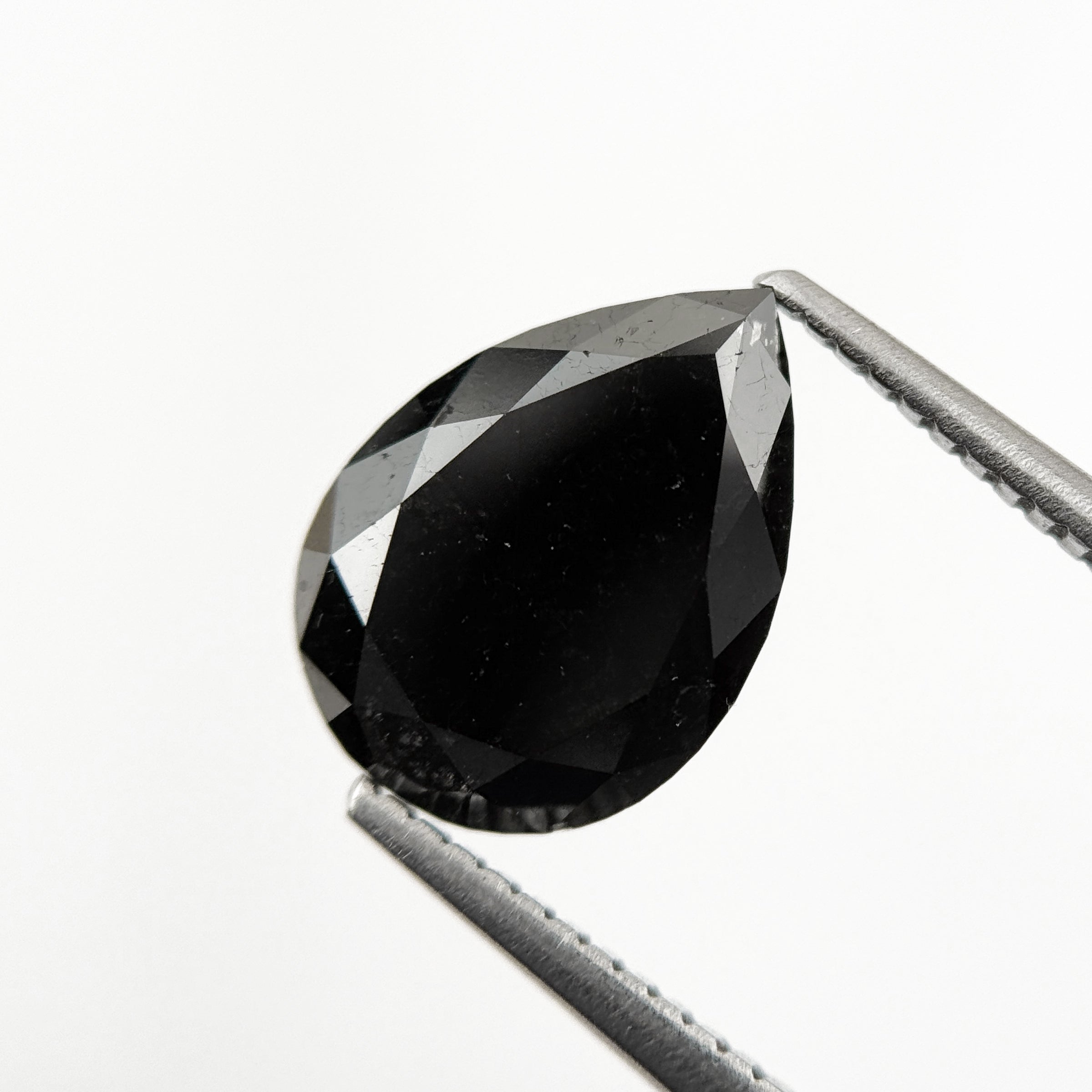 3.69 Ct Pear Rose Cut Black Natural Minimalist Diamond