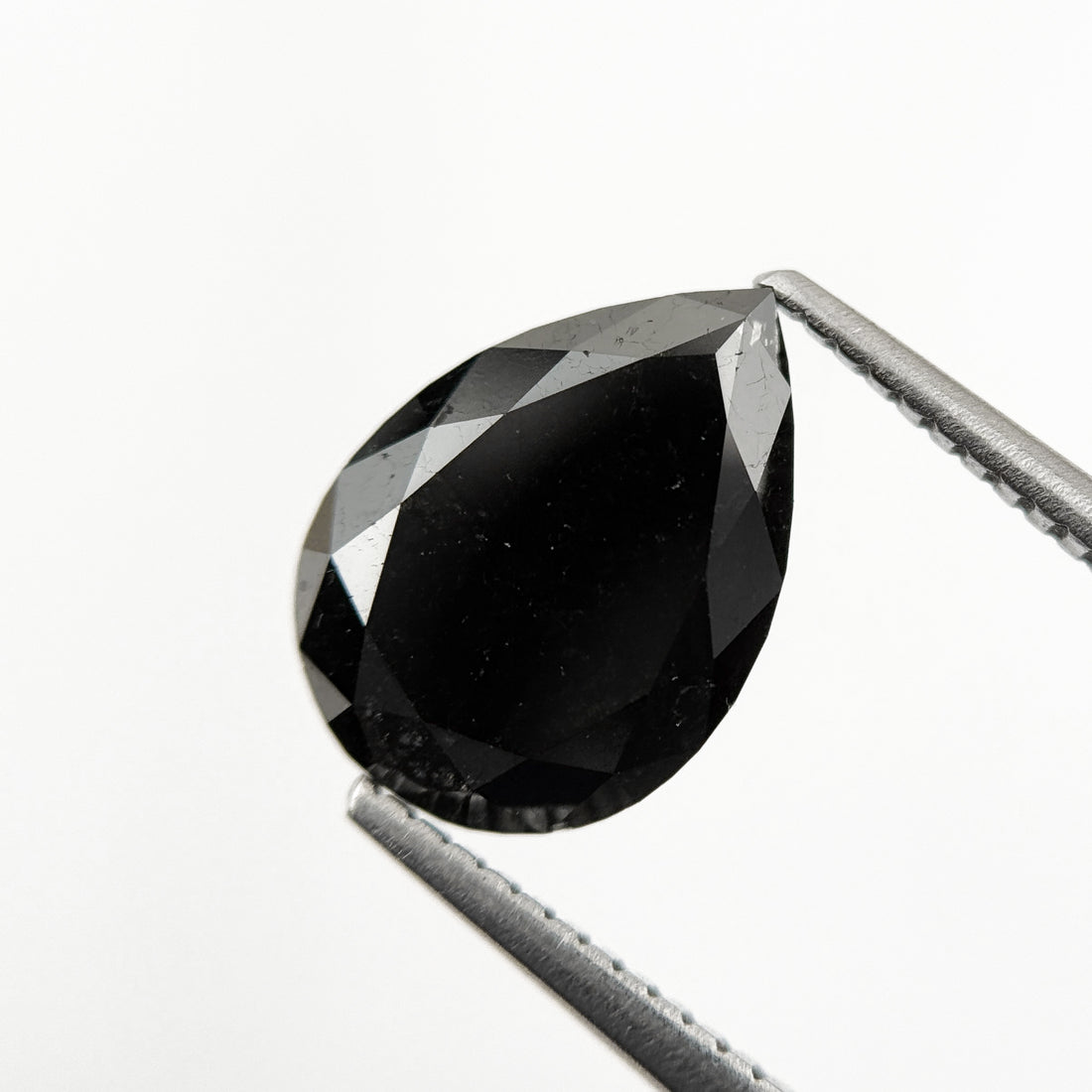 3.69 Ct Pear Rose Cut Black Natural Minimalist Diamond