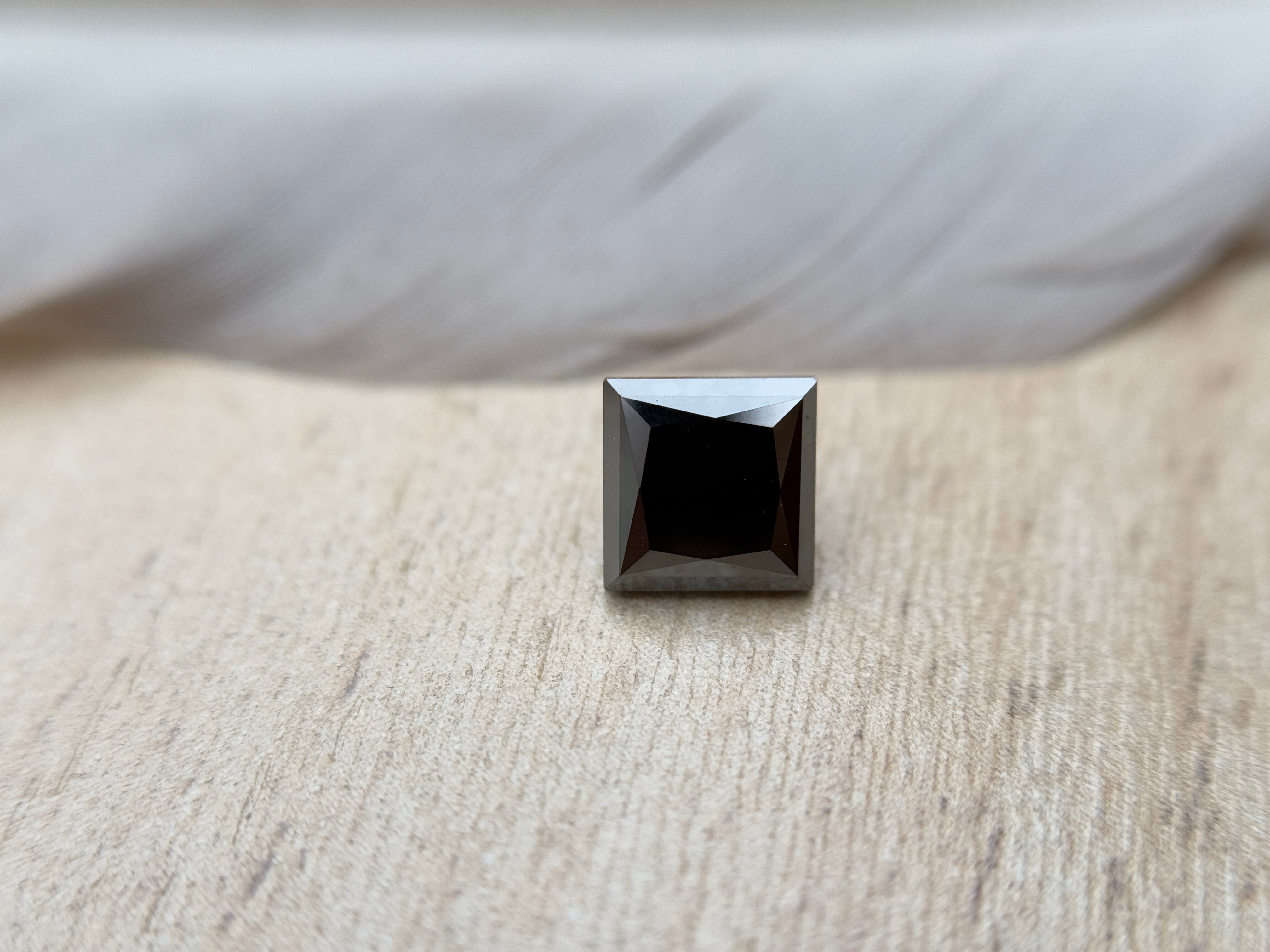 1.63 Ct Square Princess Rose Cut Black Natural Salt and Pepper Diamond