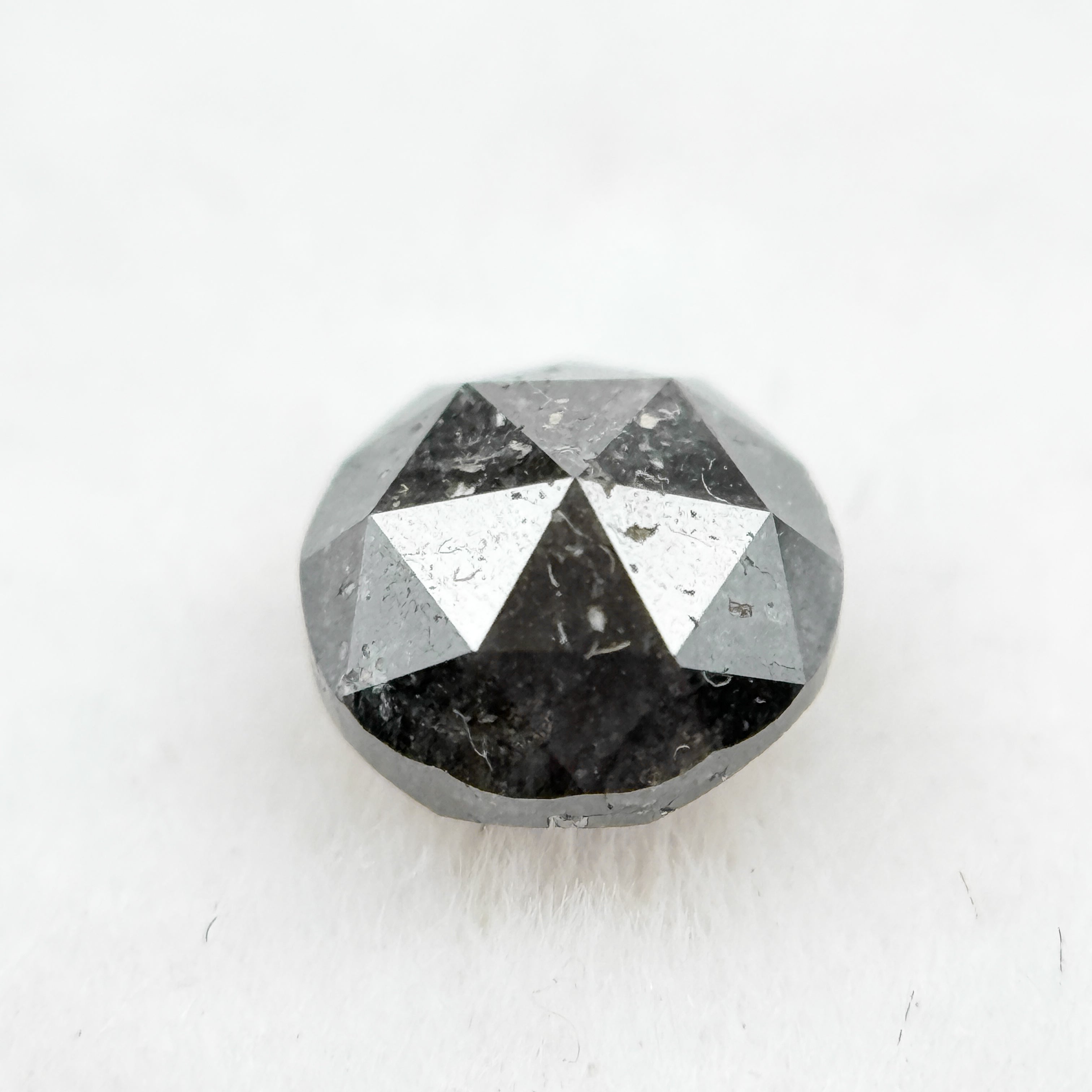 0.61 Ct Round Rose Cut  Cloudy Grey Natural Fancy Diamond