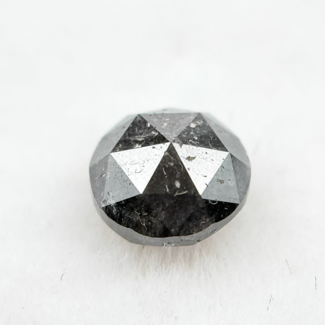 0.61 Ct Round Rose Cut  Cloudy Grey Natural Fancy Diamond