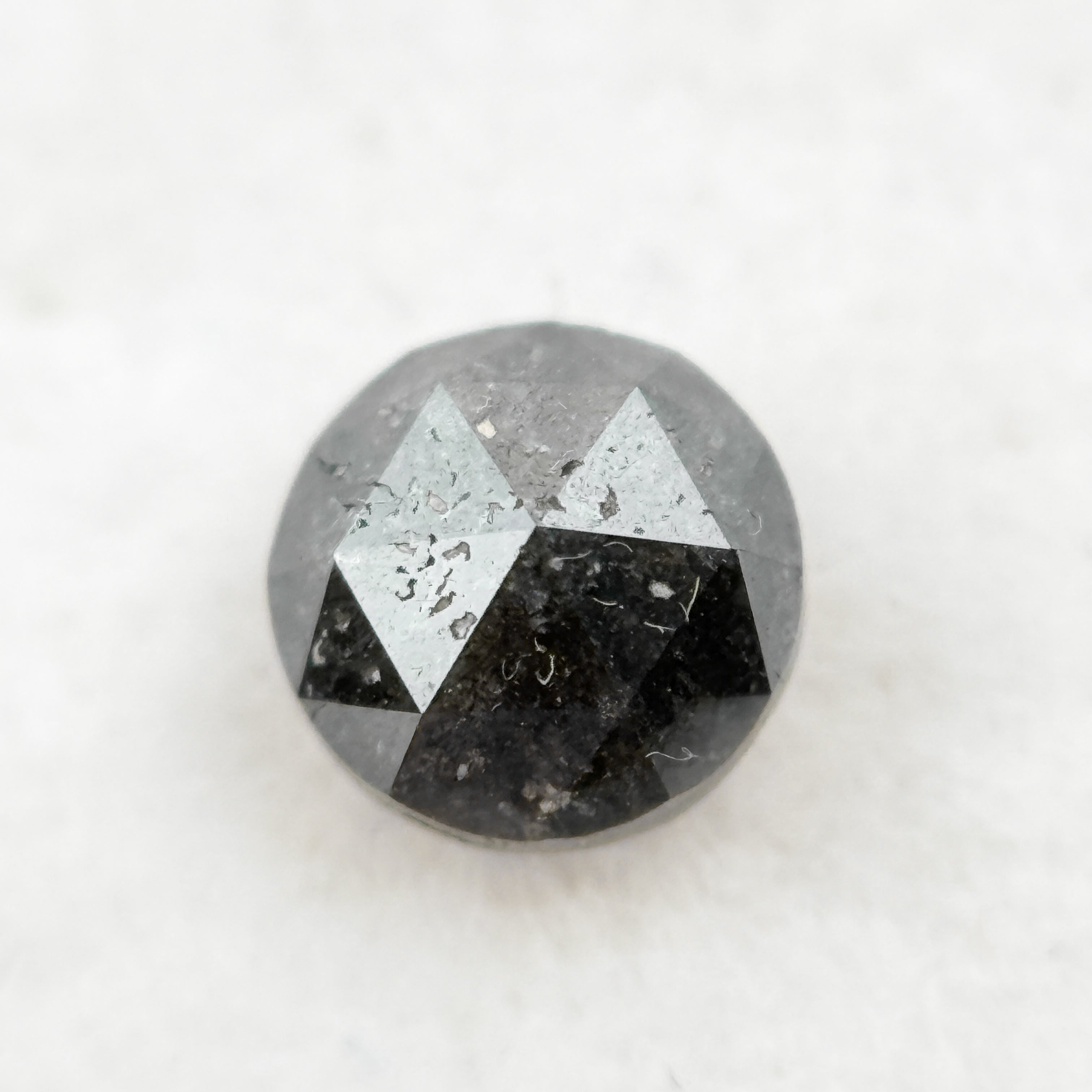 0.61 Ct Round Rose Cut  Cloudy Grey Natural Fancy Diamond