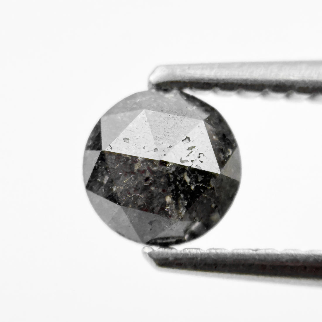 0.61 Ct Round Rose Cut  Cloudy Grey Natural Fancy Diamond