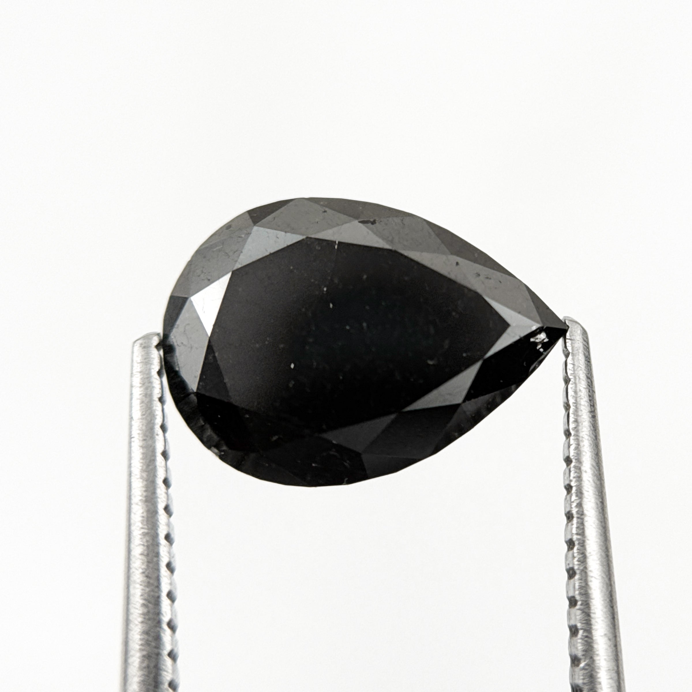 3.69 Ct Pear Rose Cut Black Natural Minimalist Diamond