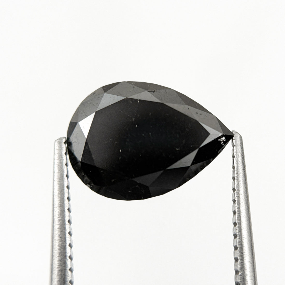 3.69 Ct Pear Rose Cut Black Natural Minimalist Diamond