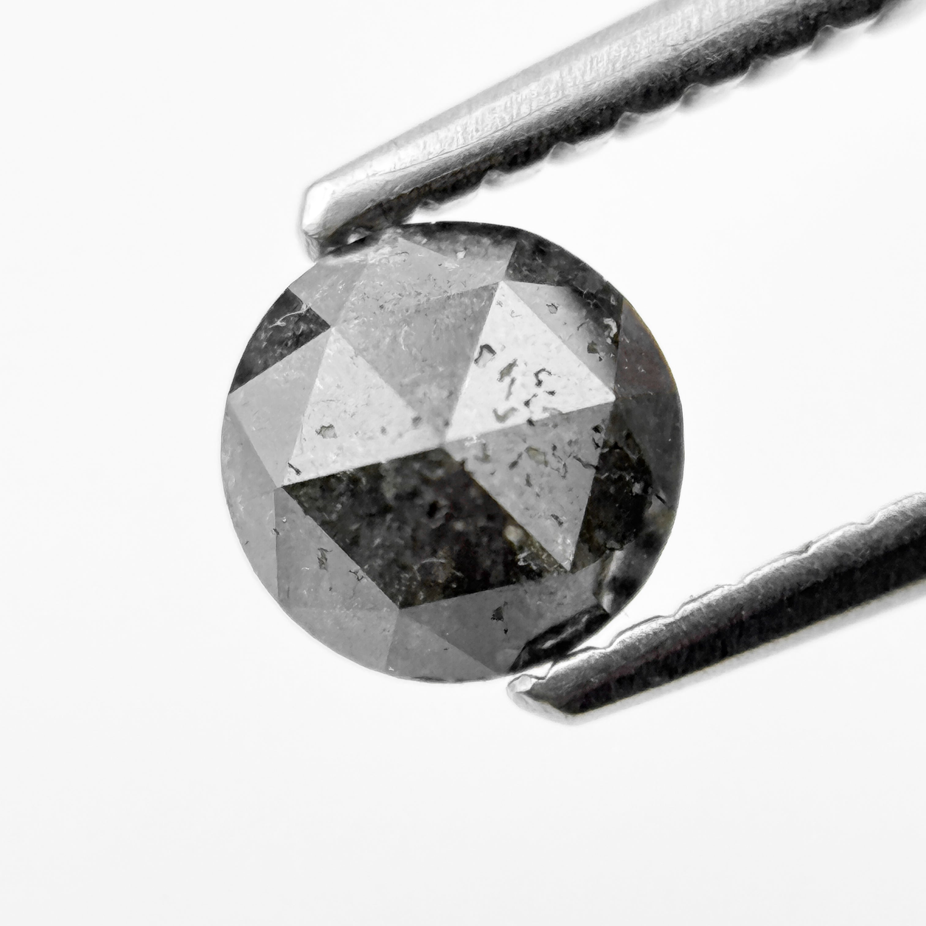 0.61 Ct Round Rose Cut  Cloudy Grey Natural Fancy Diamond