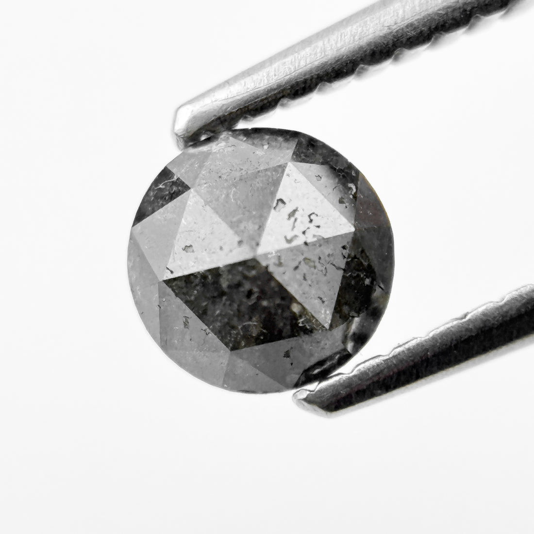 0.61 Ct Round Rose Cut  Cloudy Grey Natural Fancy Diamond