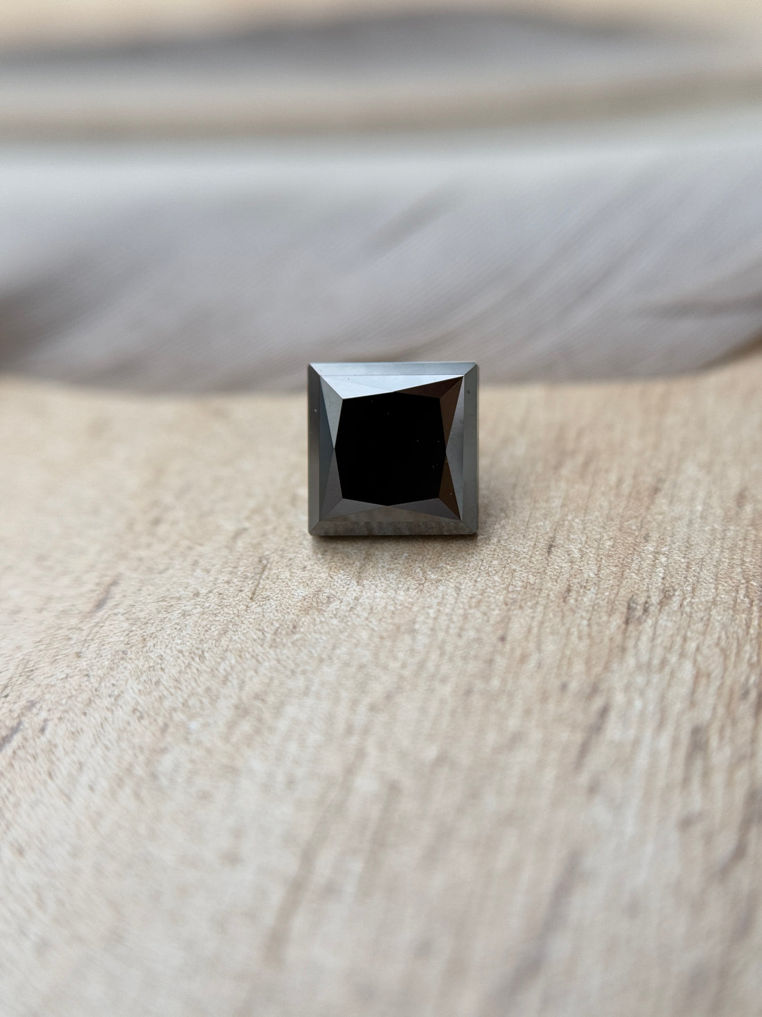 1.63 Ct Square Princess Rose Cut Black Natural Salt and Pepper Diamond