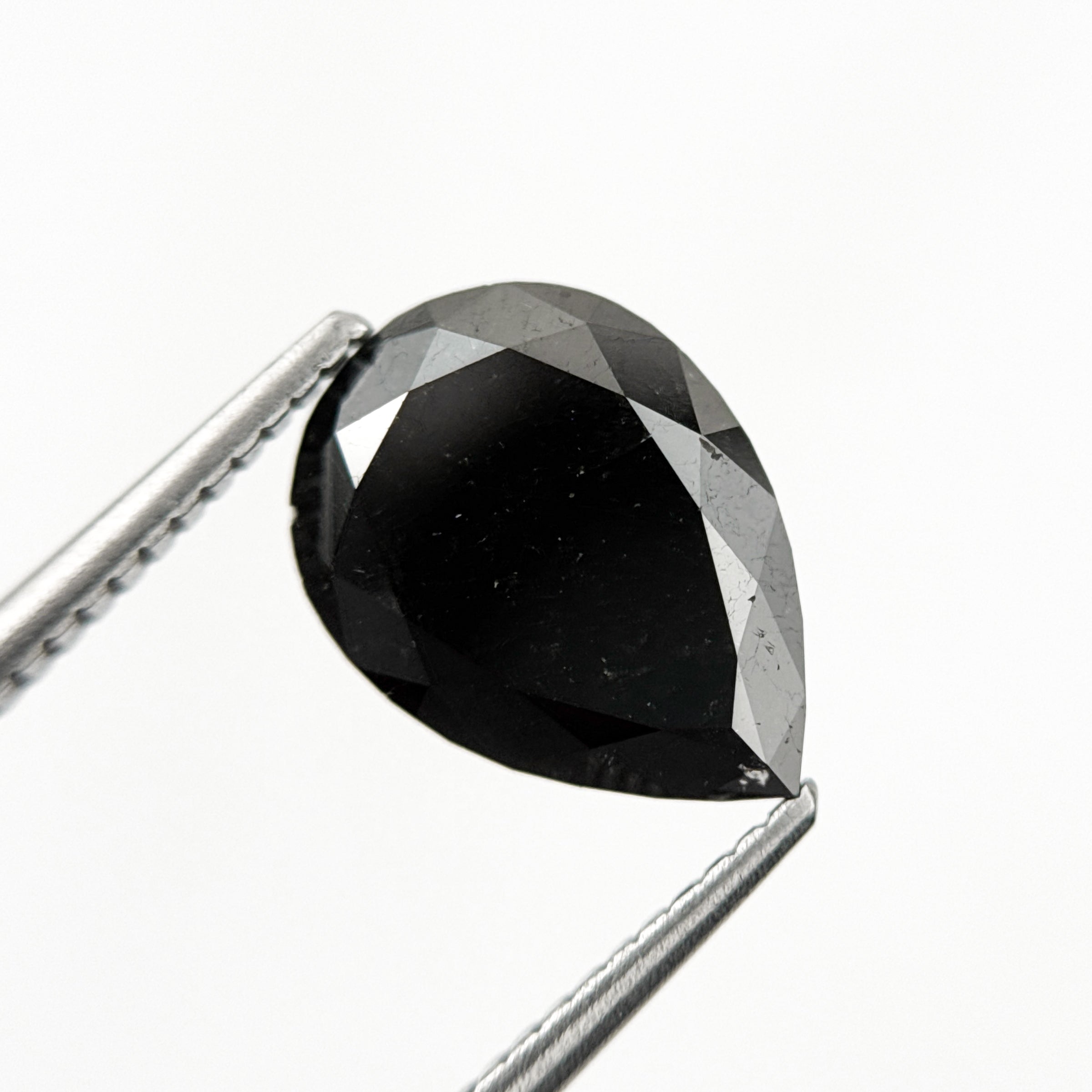 3.69 Ct Pear Rose Cut Black Natural Minimalist Diamond