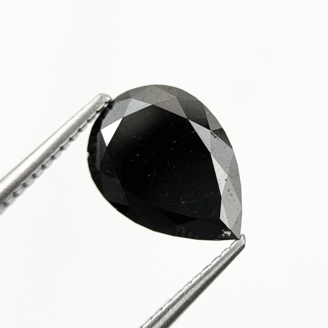 3.69 Ct Pear Rose Cut Black Natural Minimalist Diamond