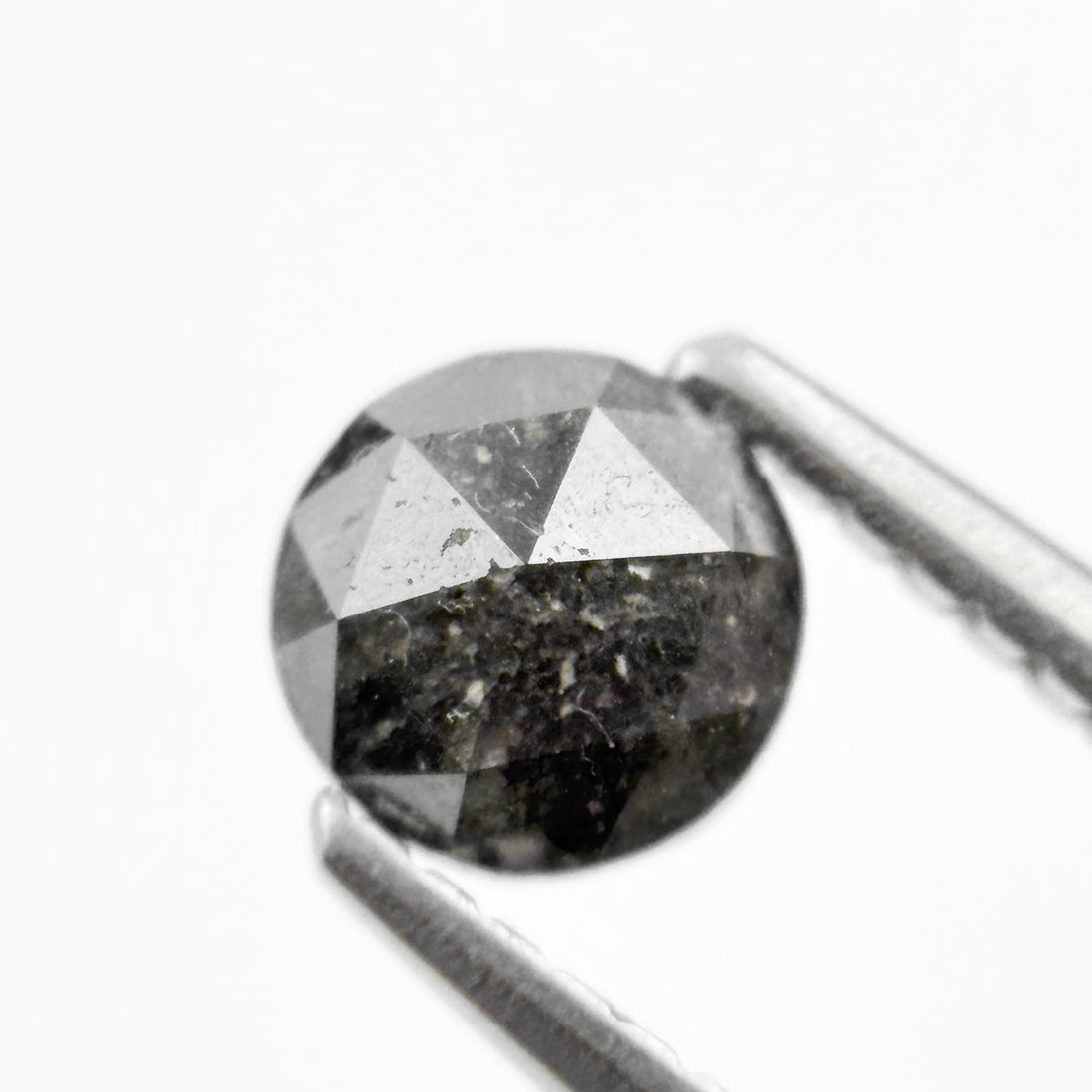 0.61 Ct Round Rose Cut  Cloudy Grey Natural Fancy Diamond