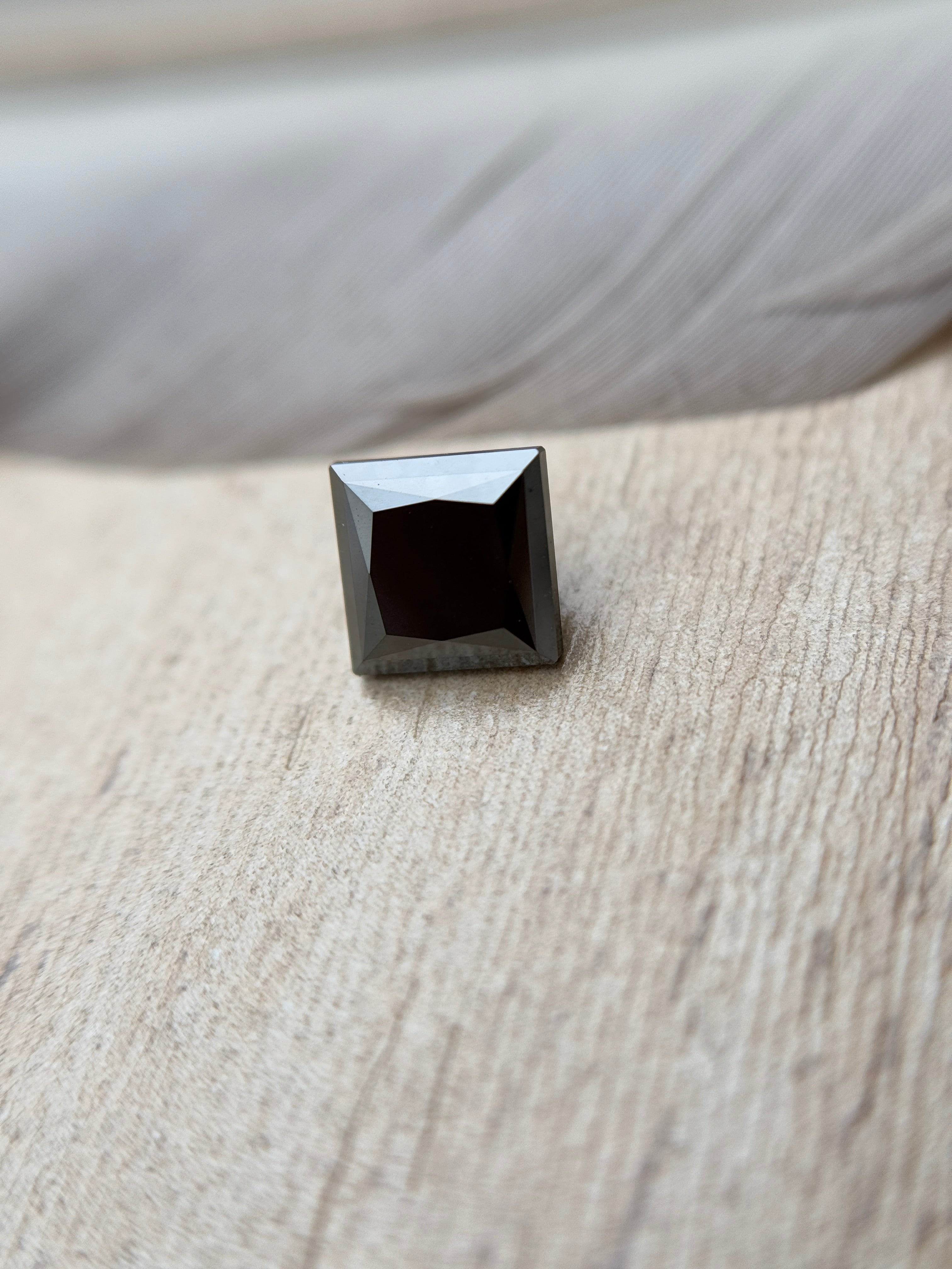 1.63 Ct Square Princess Rose Cut Black Natural Salt and Pepper Diamond
