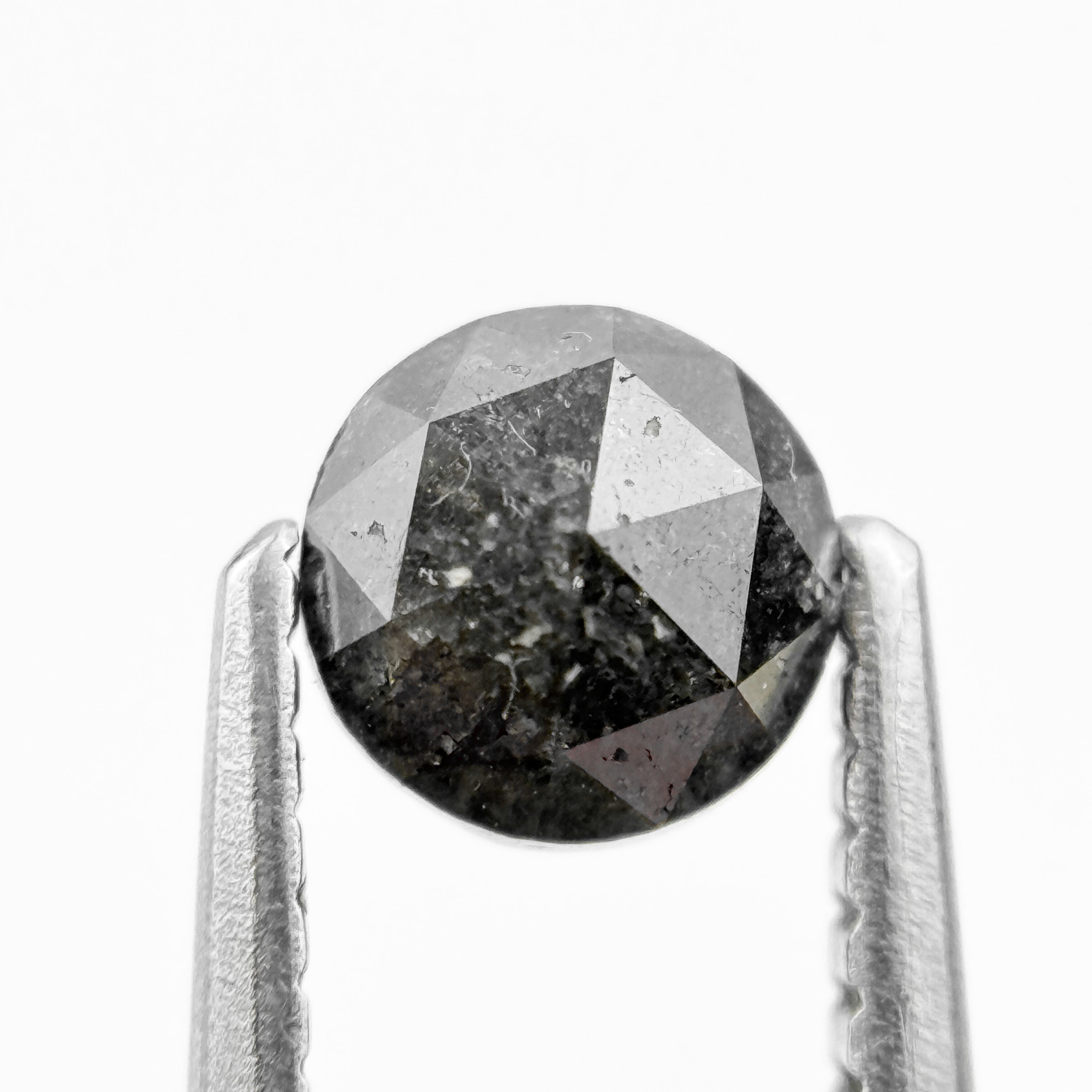 0.61 Ct Round Rose Cut  Cloudy Grey Natural Fancy Diamond