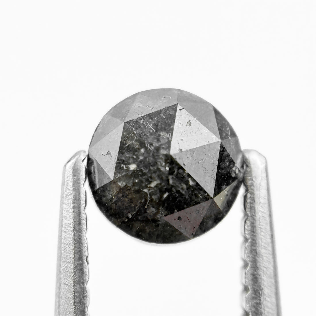 0.61 Ct Round Rose Cut  Cloudy Grey Natural Fancy Diamond