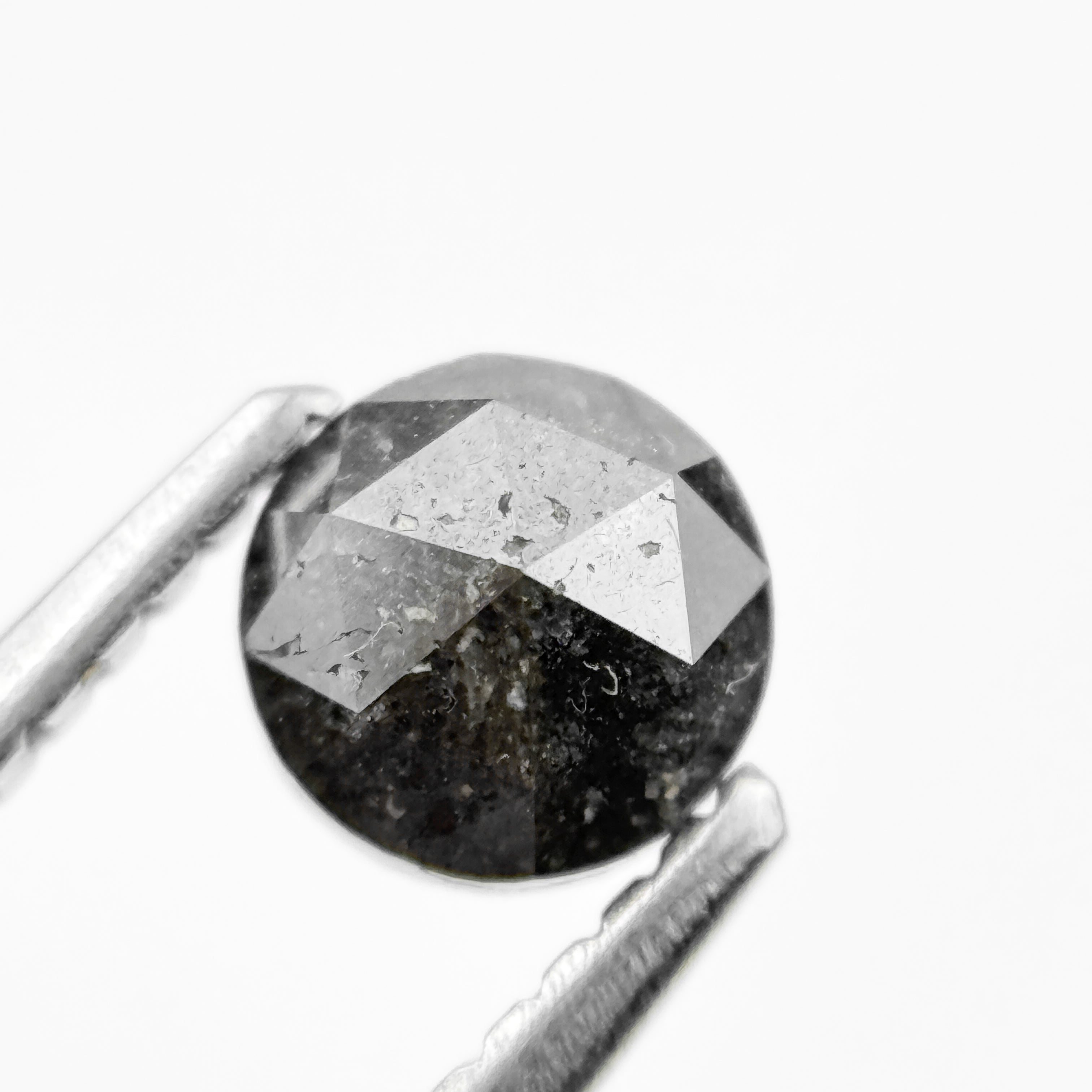 0.61 Ct Round Rose Cut  Cloudy Grey Natural Fancy Diamond