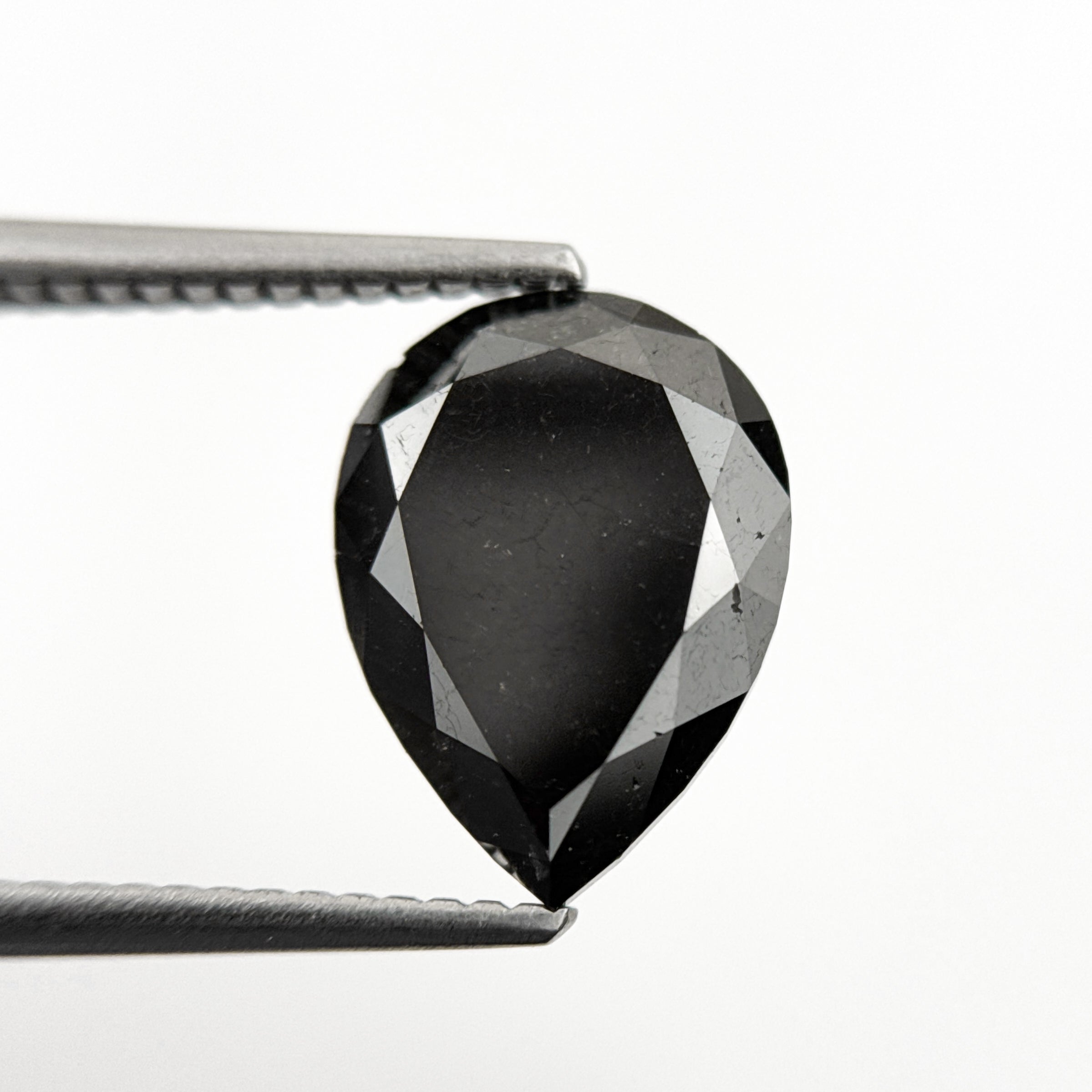 3.69 Ct Pear Rose Cut Black Natural Minimalist Diamond