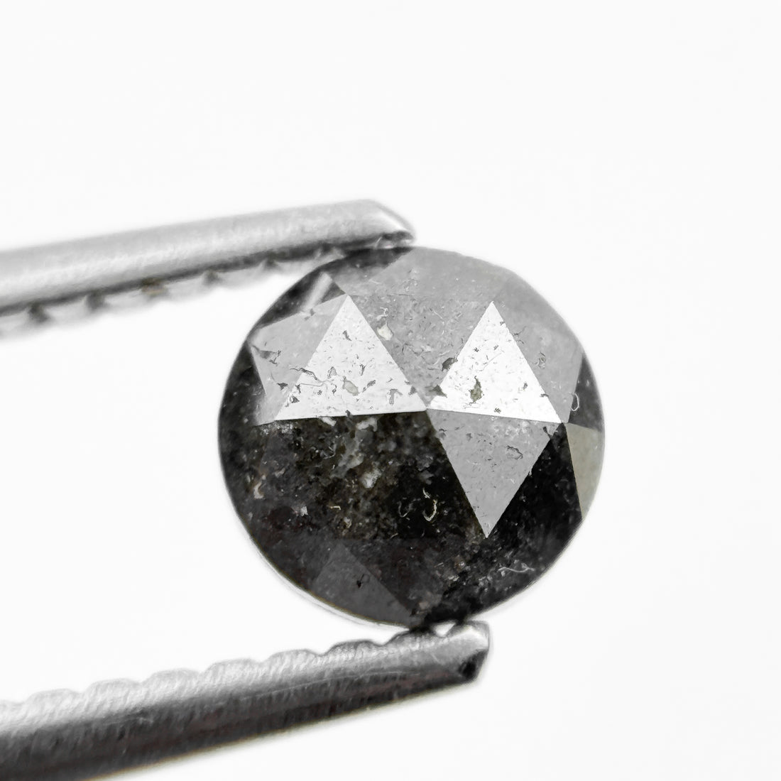 0.61 Ct Round Rose Cut  Cloudy Grey Natural Fancy Diamond