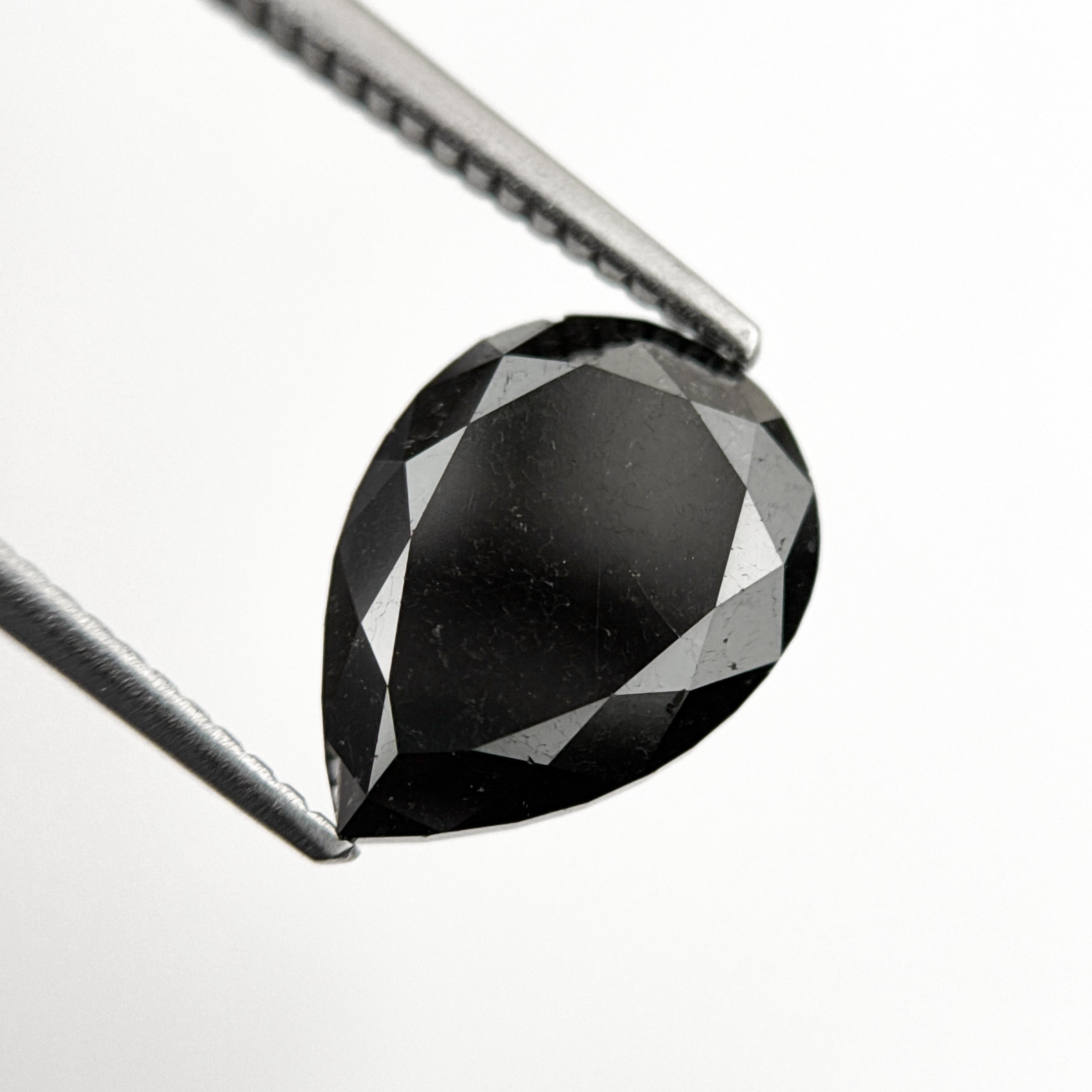 3.69 Ct Pear Rose Cut Black Natural Minimalist Diamond