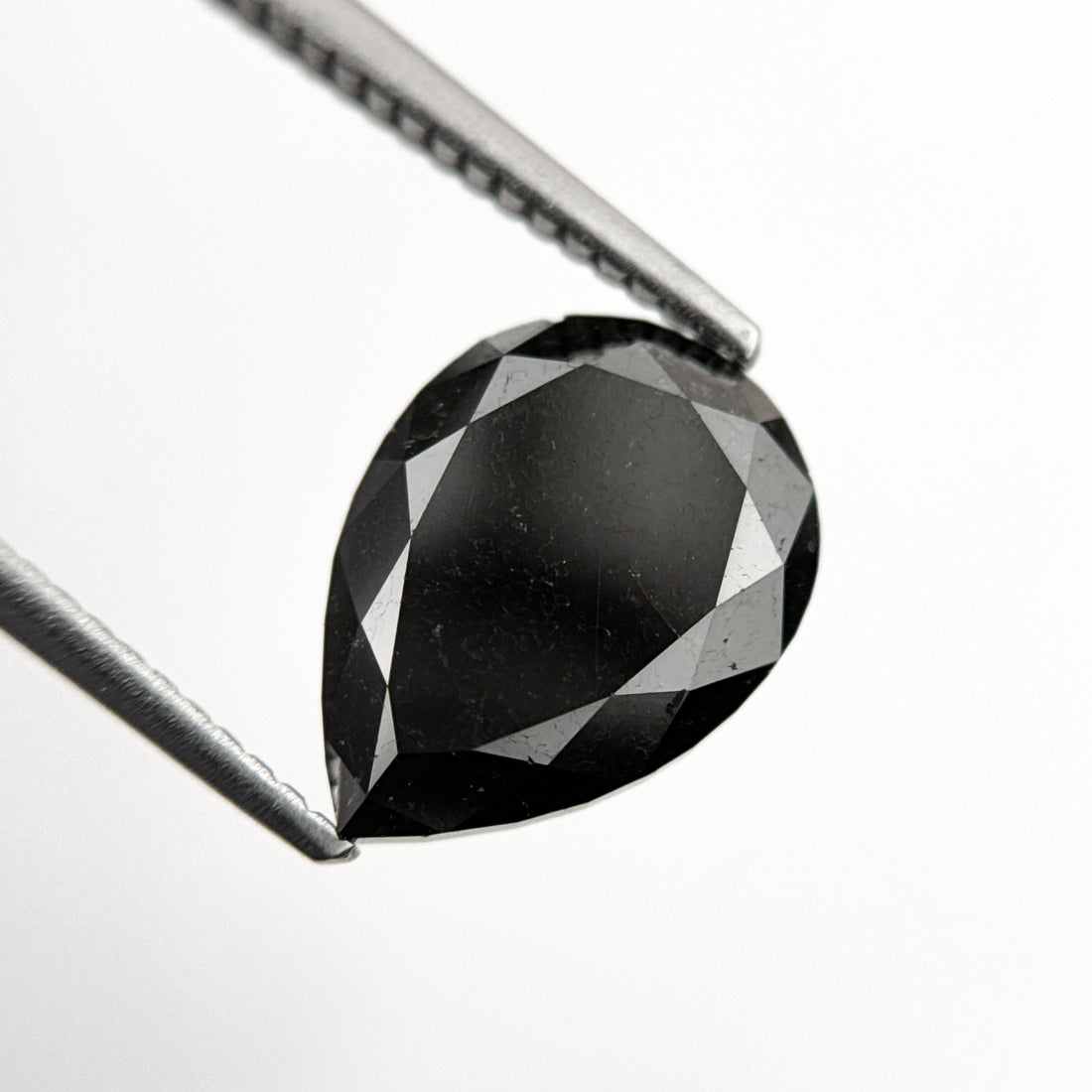 3.69 Ct Pear Rose Cut Black Natural Minimalist Diamond