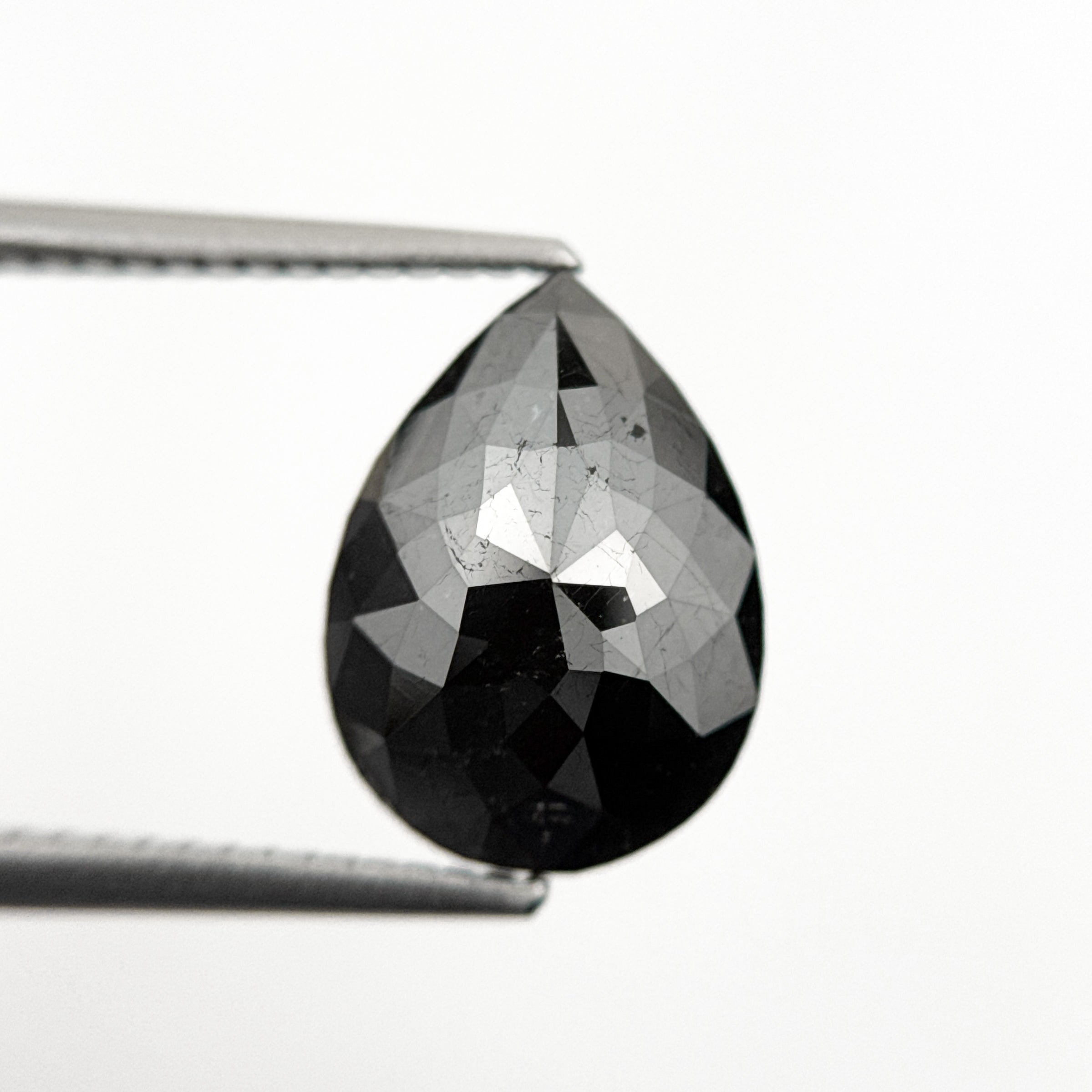 3.69 Ct Pear Rose Cut Black Natural Minimalist Diamond