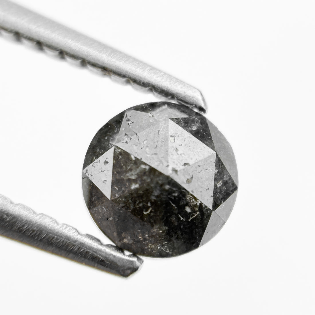 0.61 Ct Round Rose Cut  Cloudy Grey Natural Fancy Diamond