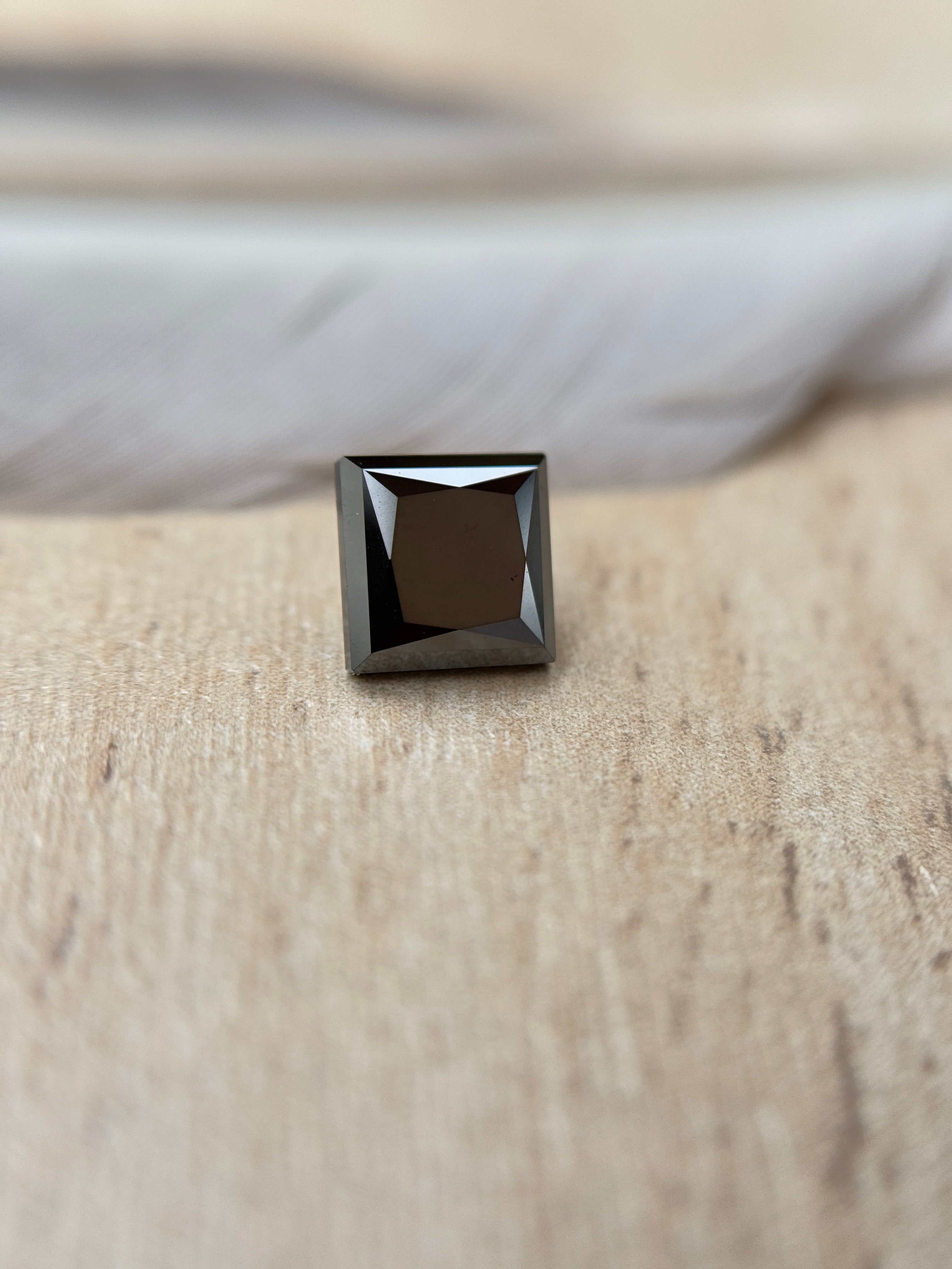 1.63 Ct Square Princess Rose Cut Black Natural Salt and Pepper Diamond