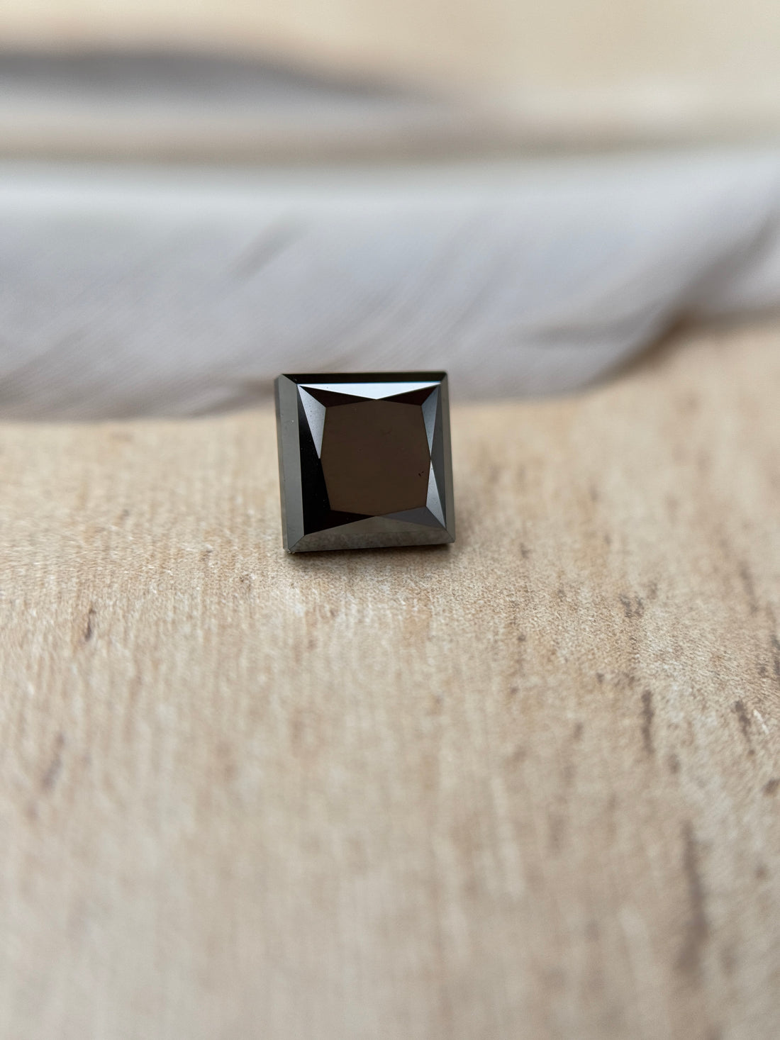 1.63 Ct Square Princess Rose Cut Black Natural Salt and Pepper Diamond