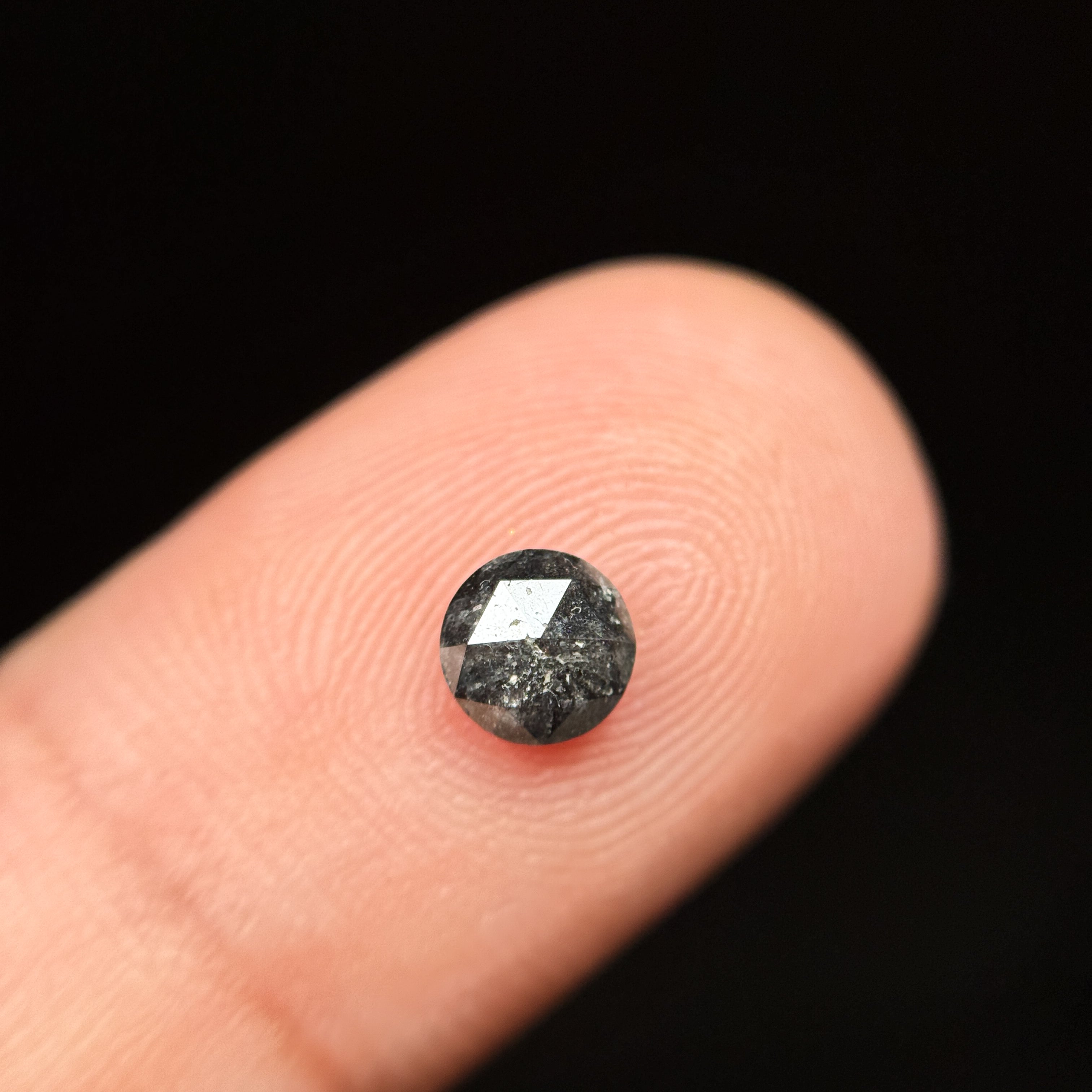 0.61 Ct Round Rose Cut  Cloudy Grey Natural Fancy Diamond
