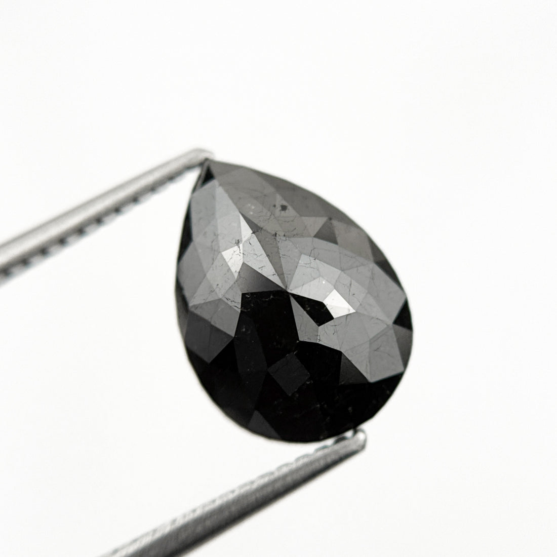 3.69 Ct Pear Rose Cut Black Natural Minimalist Diamond