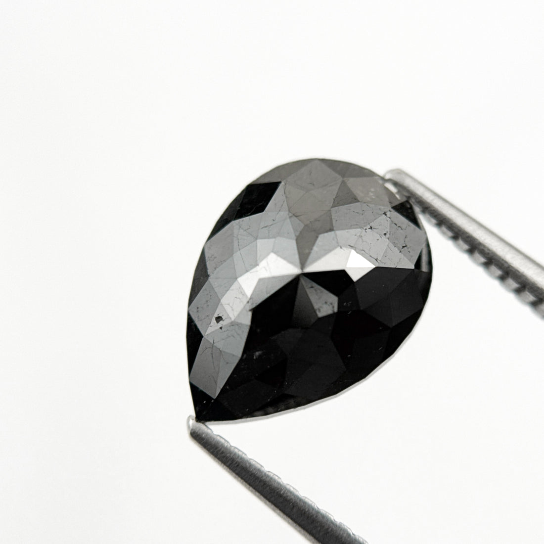 3.69 Ct Pear Rose Cut Black Natural Minimalist Diamond