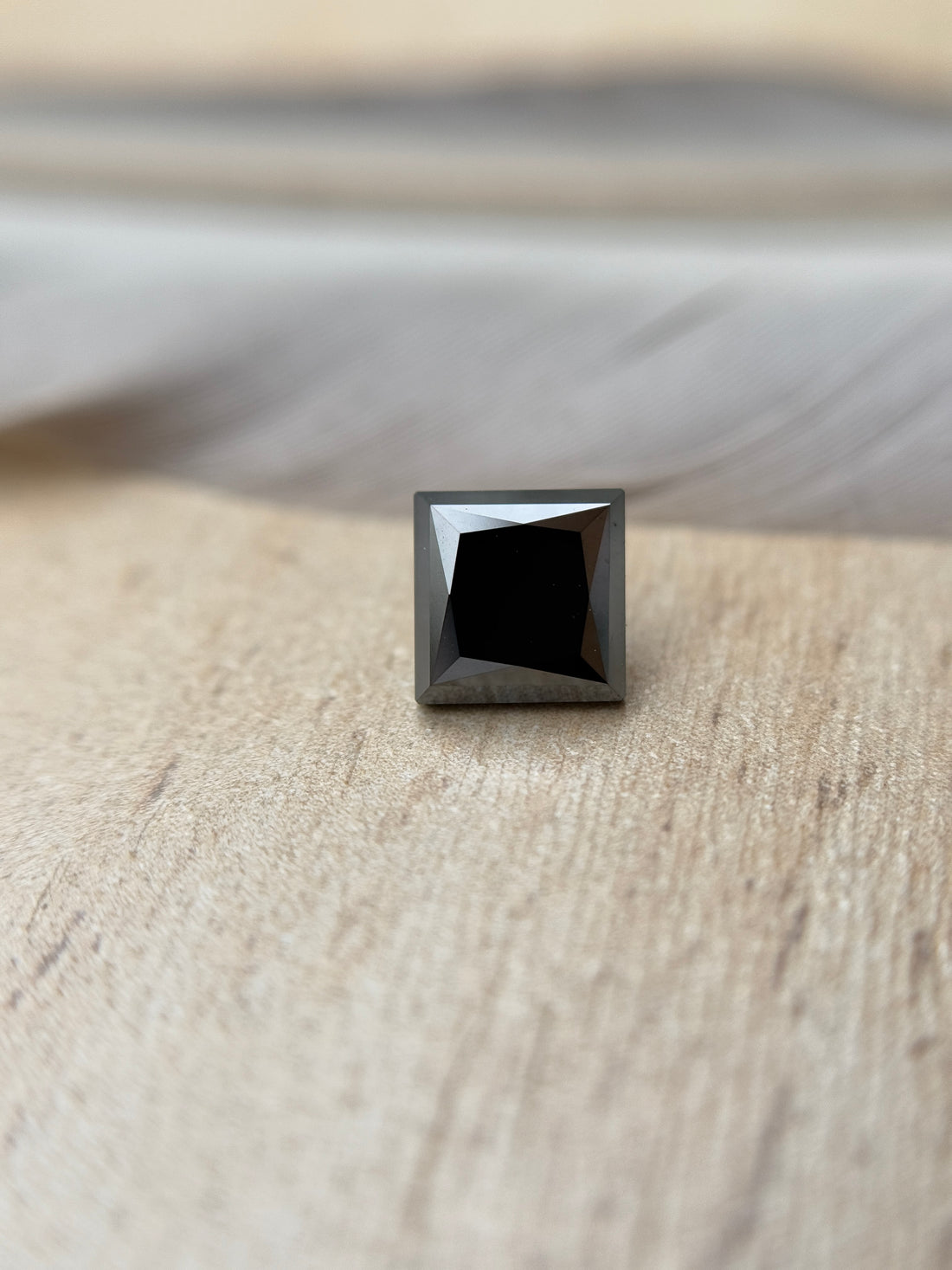 1.63 Ct Square Princess Rose Cut Black Natural Salt and Pepper Diamond
