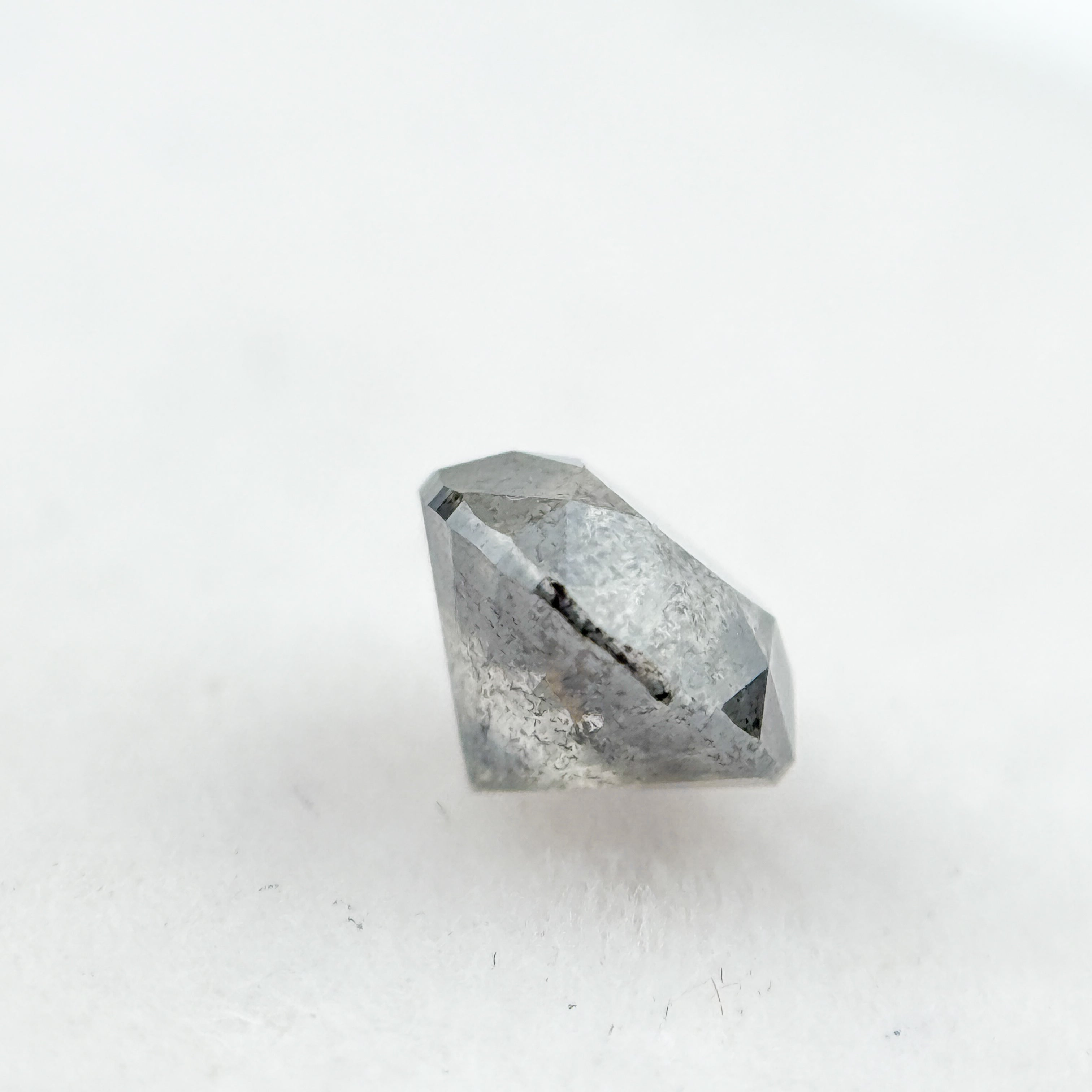 0.85 Ct Round  Brilliant Cut Grey Natural Galaxy Diamond