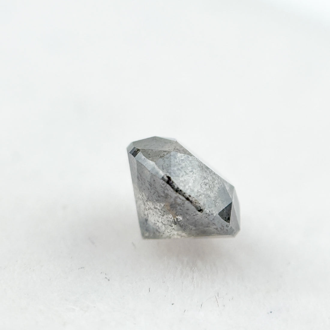 0.85 Ct Round  Brilliant Cut Grey Natural Galaxy Diamond