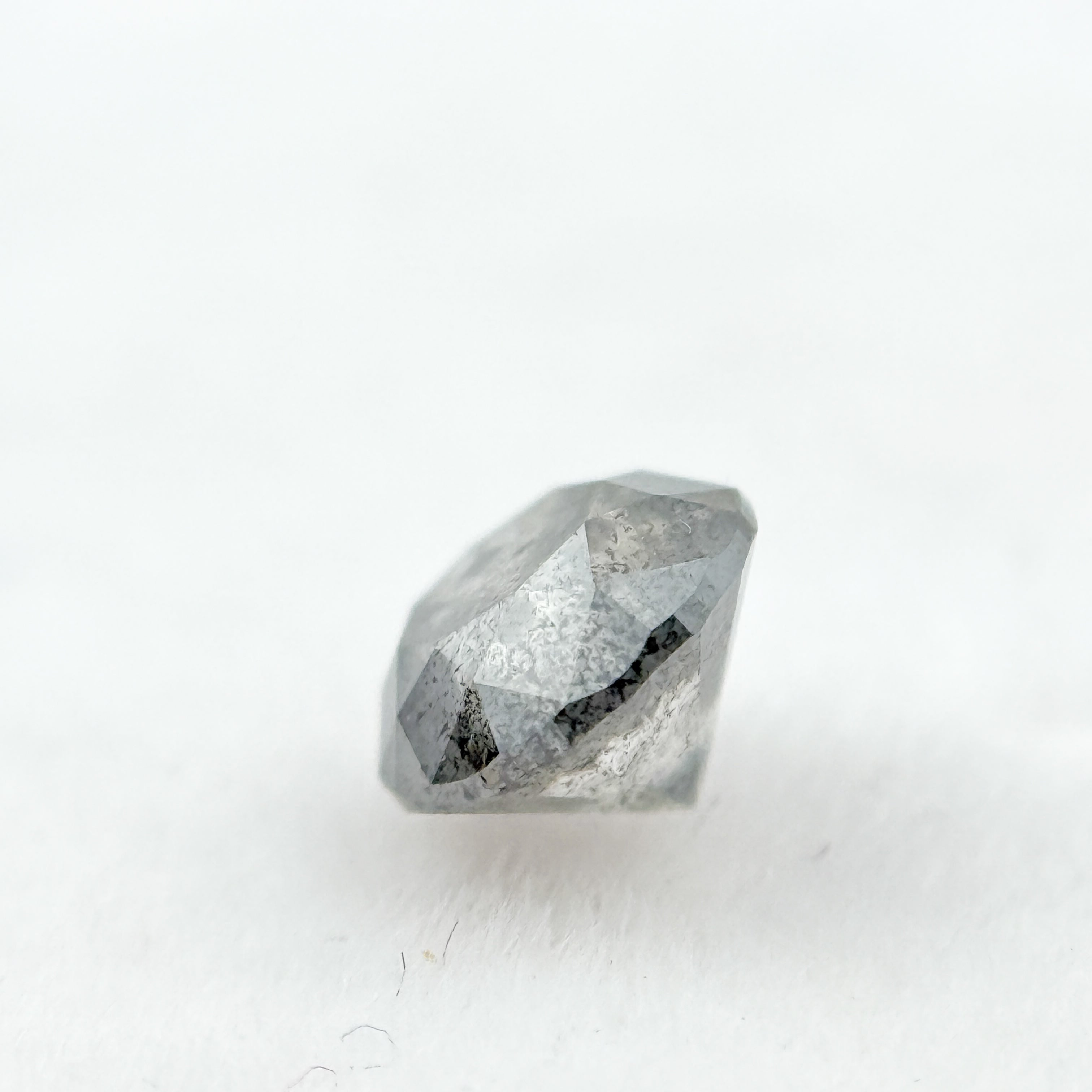 0.85 Ct Round  Brilliant Cut Grey Natural Galaxy Diamond