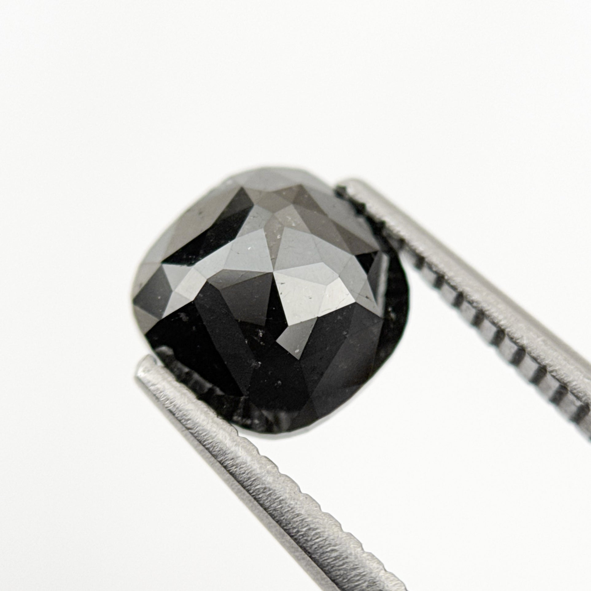 2.17 Ct Cushion Rose Cut Black Natural Fancy Diamond