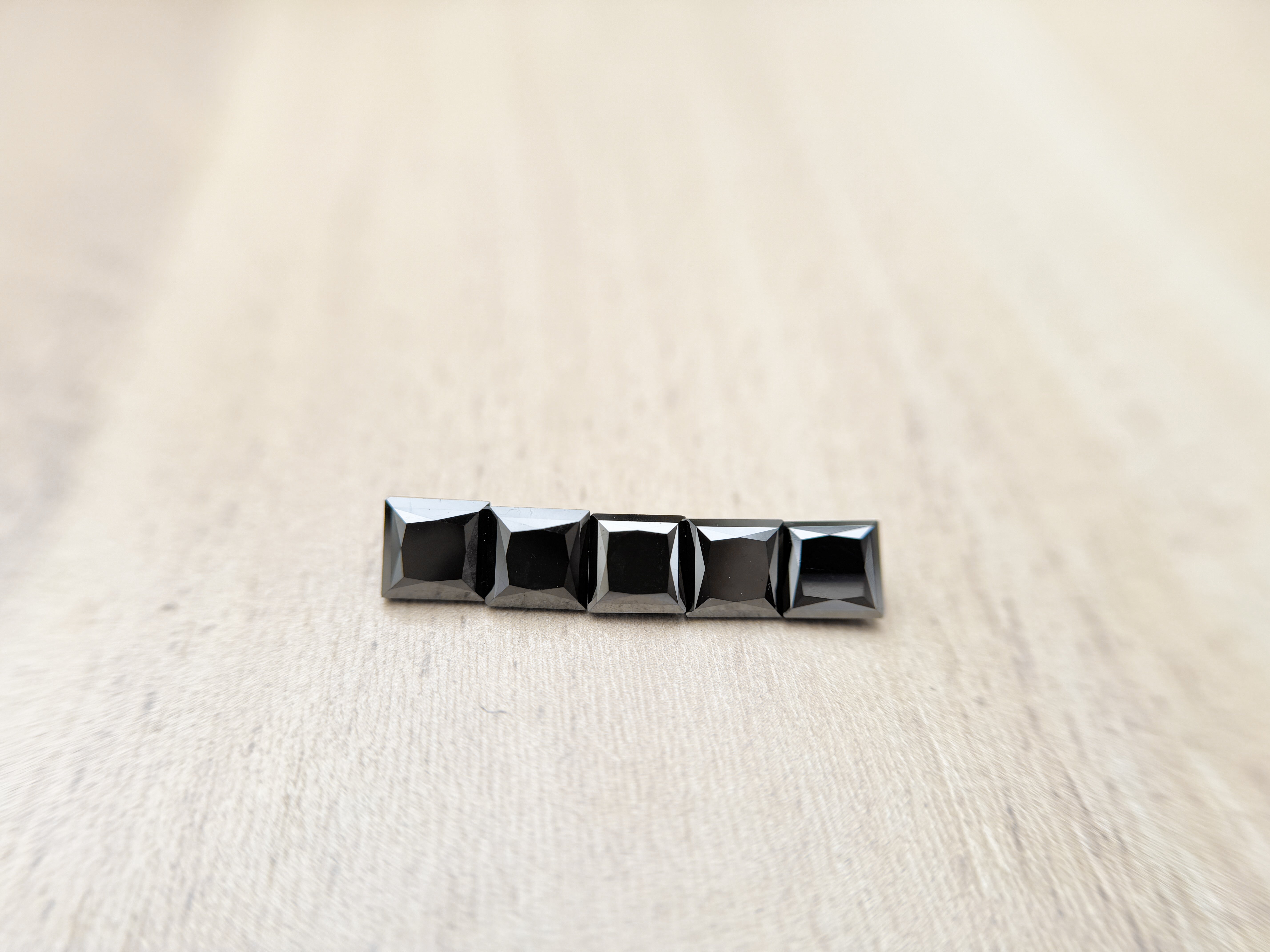 1.50 Ct Square Princess Rose Cut Black Natural Salt and Pepper Diamond