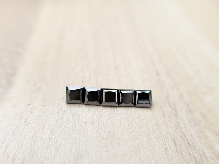 1.50 Ct Square Princess Rose Cut Black Natural Salt and Pepper Diamond