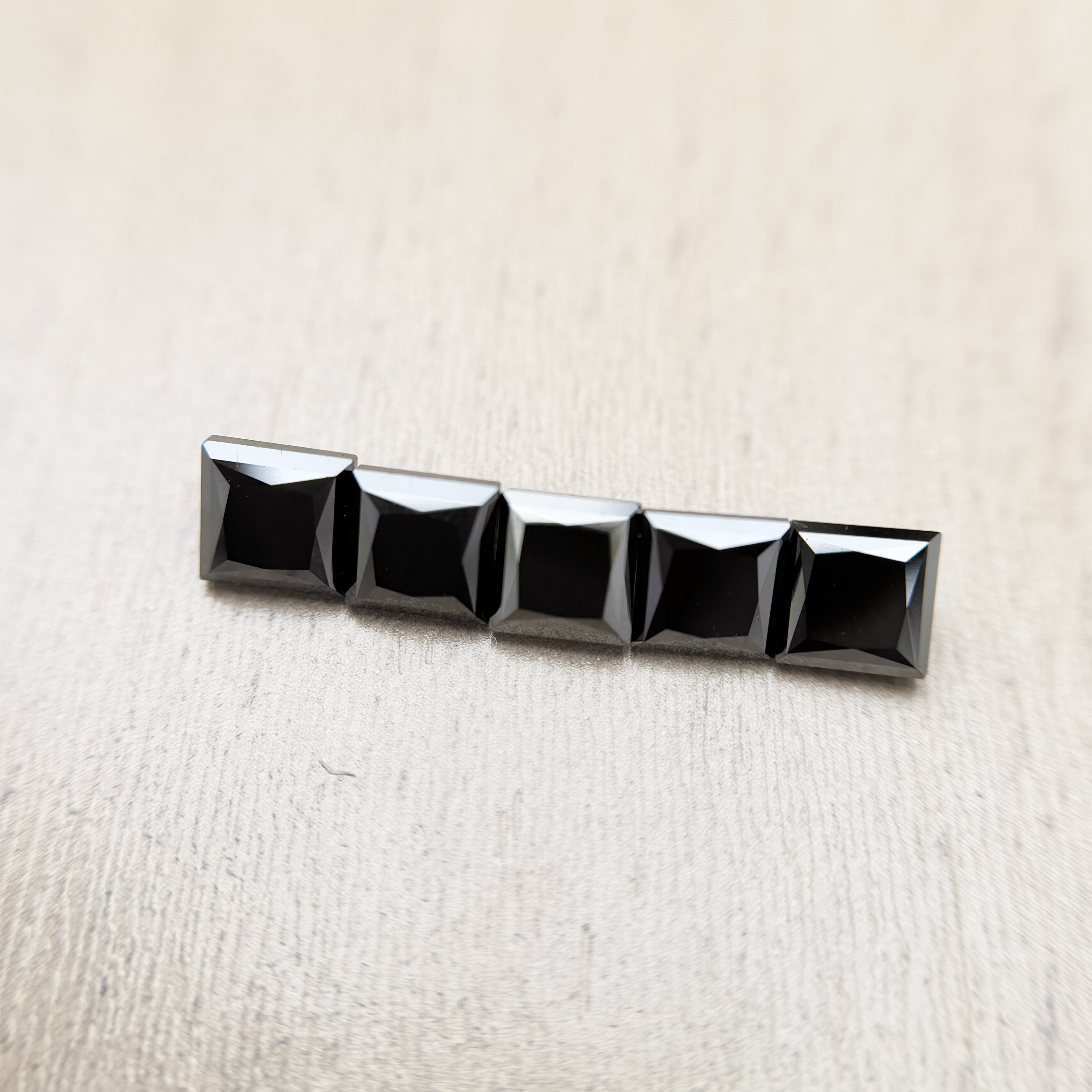 1.50 Ct Square Princess Rose Cut Black Natural Salt and Pepper Diamond