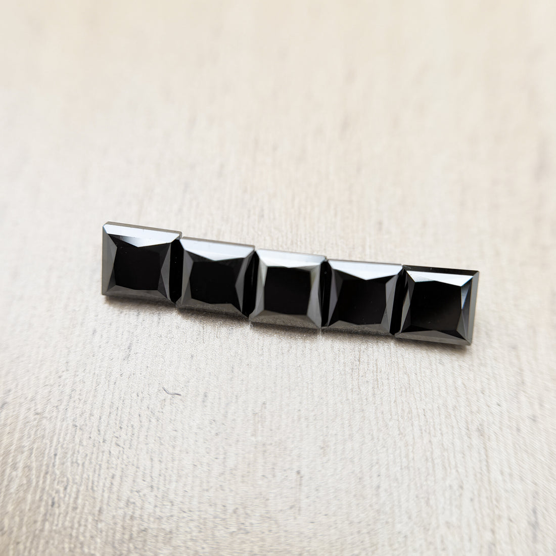 1.50 Ct Square Princess Rose Cut Black Natural Salt and Pepper Diamond