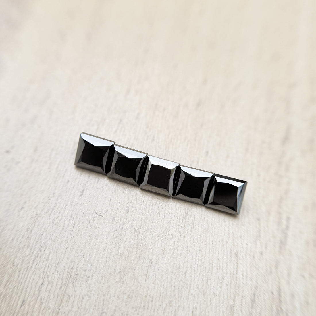 1.50 Ct Square Princess Rose Cut Black Natural Salt and Pepper Diamond