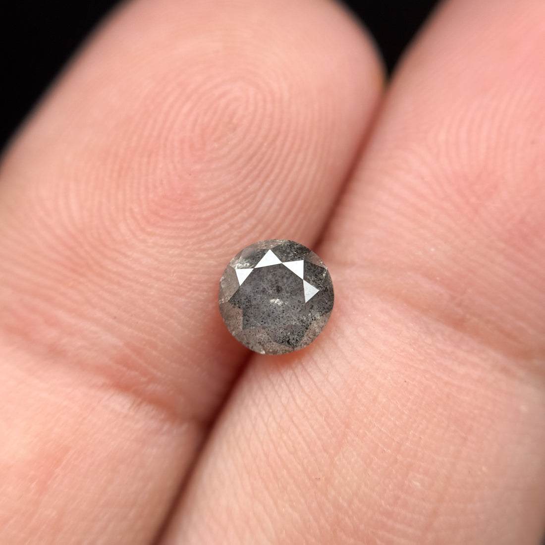 0.85 Ct Round  Brilliant Cut Grey Natural Galaxy Diamond