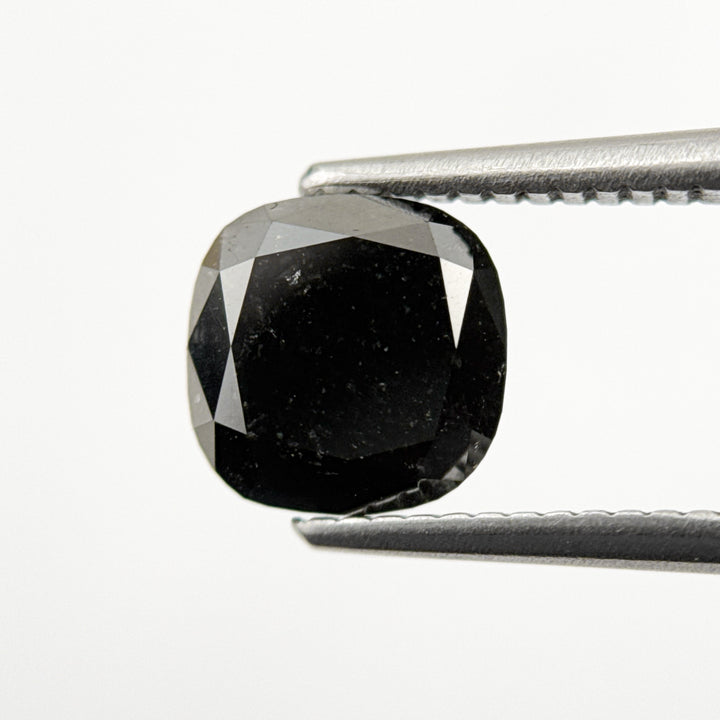 2.17 Ct Cushion Rose Cut Black Natural Fancy Diamond