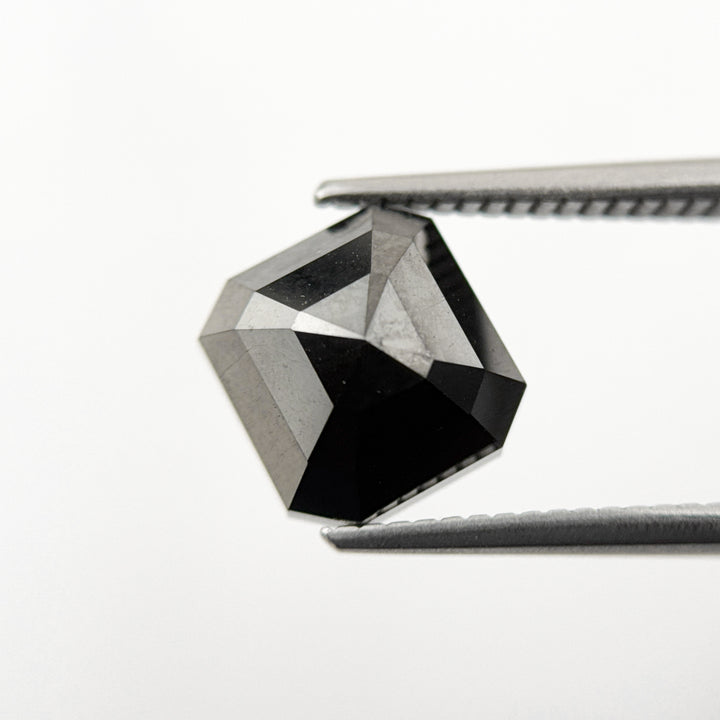 4.51 Ct Emerald Rose Cut Black Natural Salt and Pepper Diamond