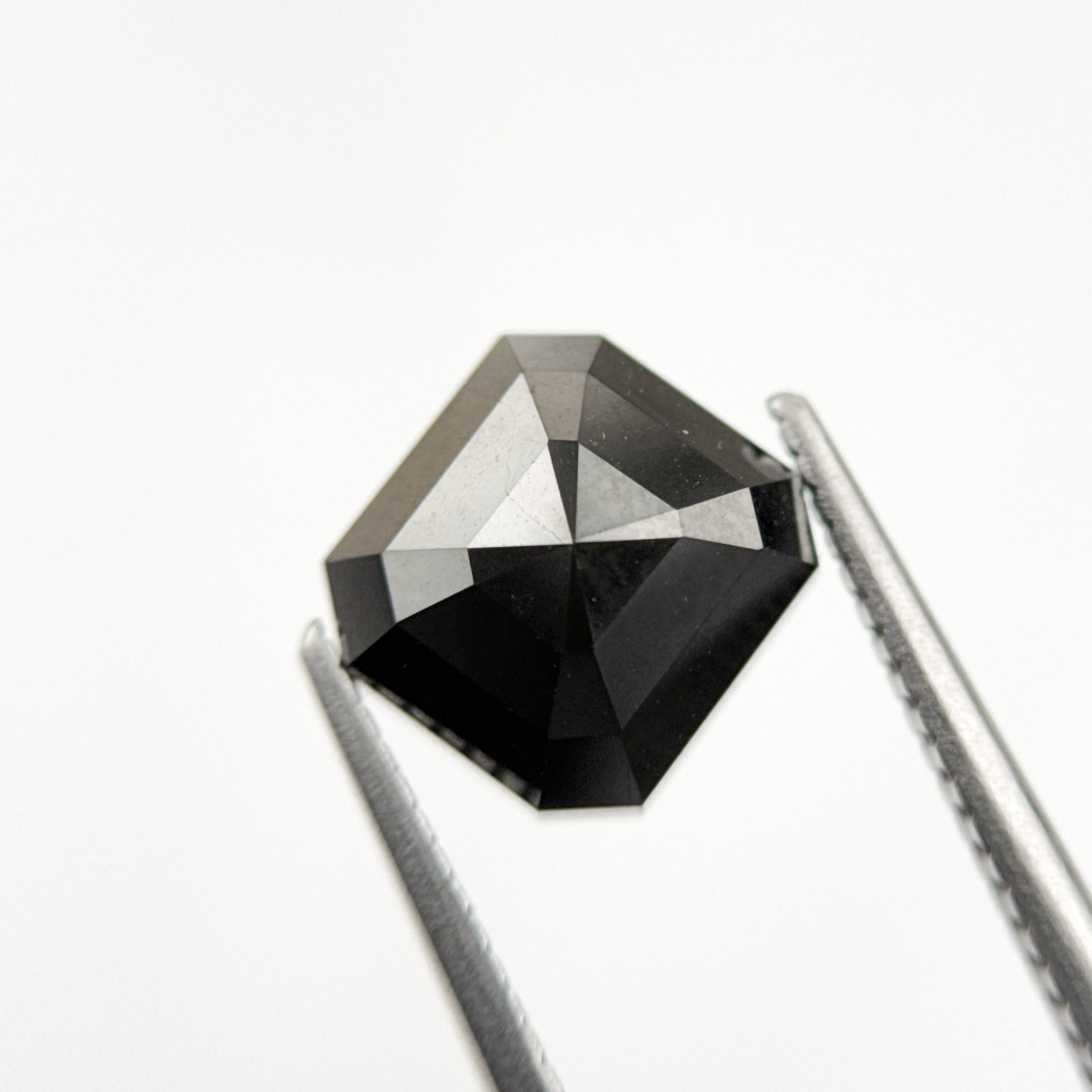4.51 Ct Emerald Rose Cut Black Natural Salt and Pepper Diamond