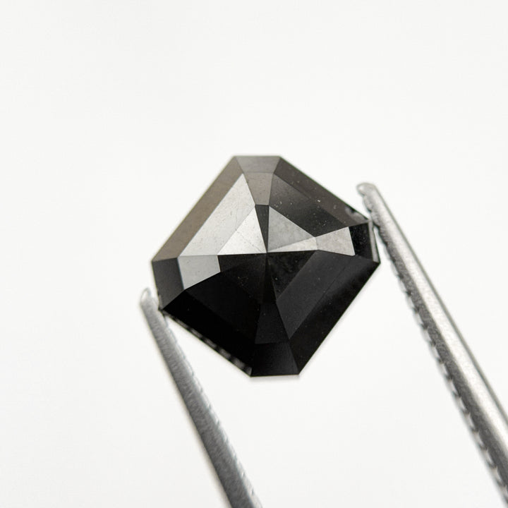 4.51 Ct Emerald Rose Cut Black Natural Salt and Pepper Diamond