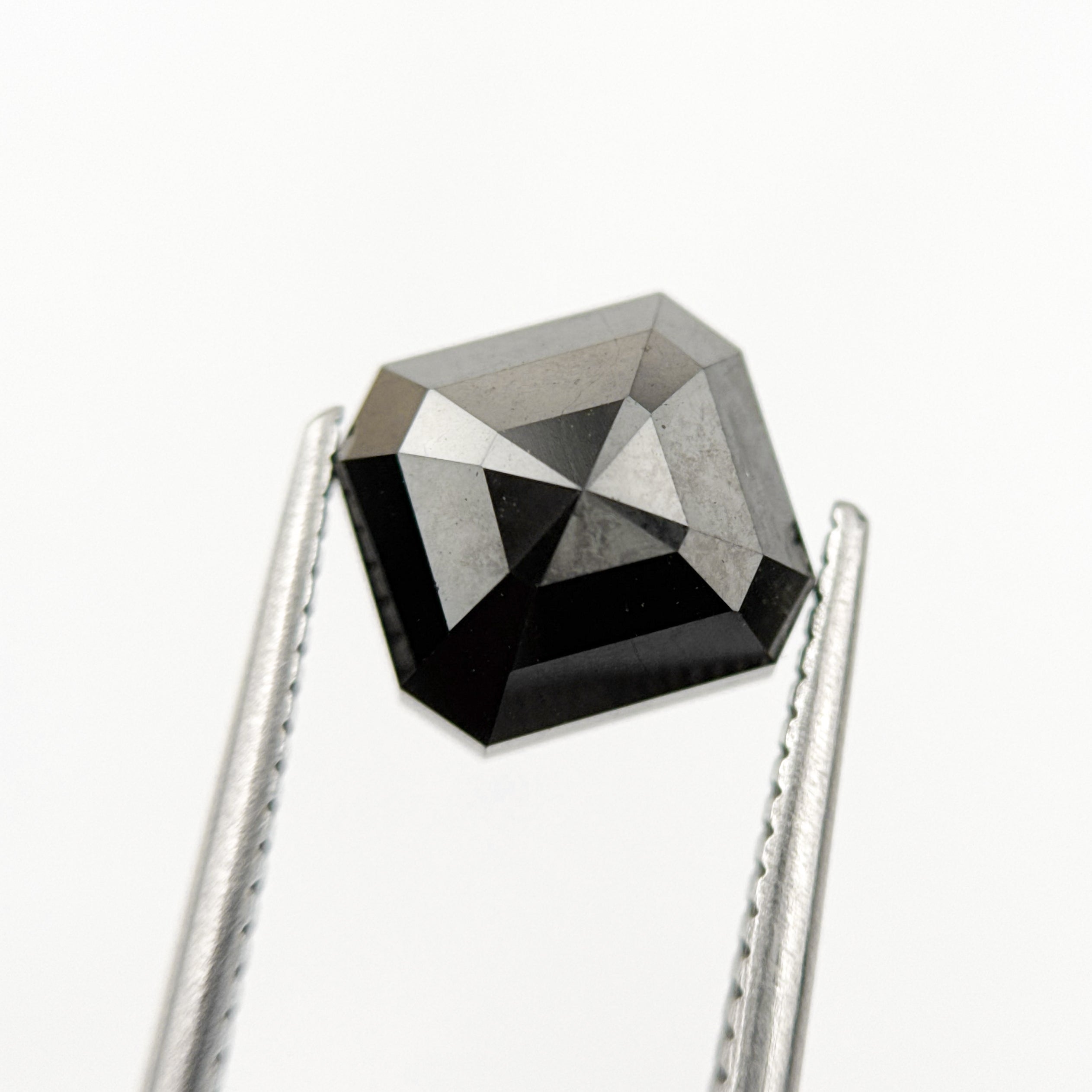 4.51 Ct Emerald Rose Cut Black Natural Salt and Pepper Diamond