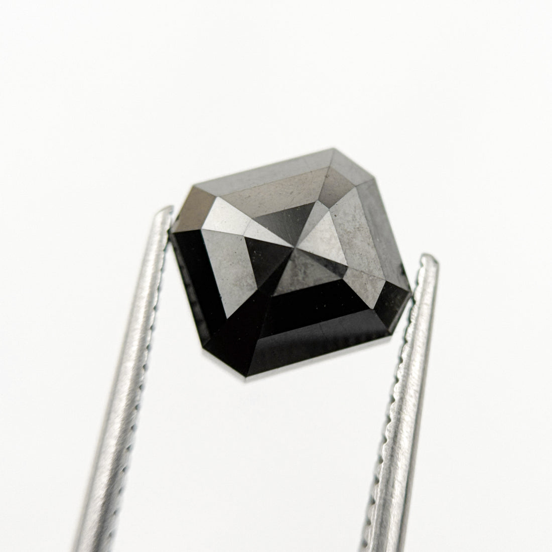 4.51 Ct Emerald Rose Cut Black Natural Salt and Pepper Diamond