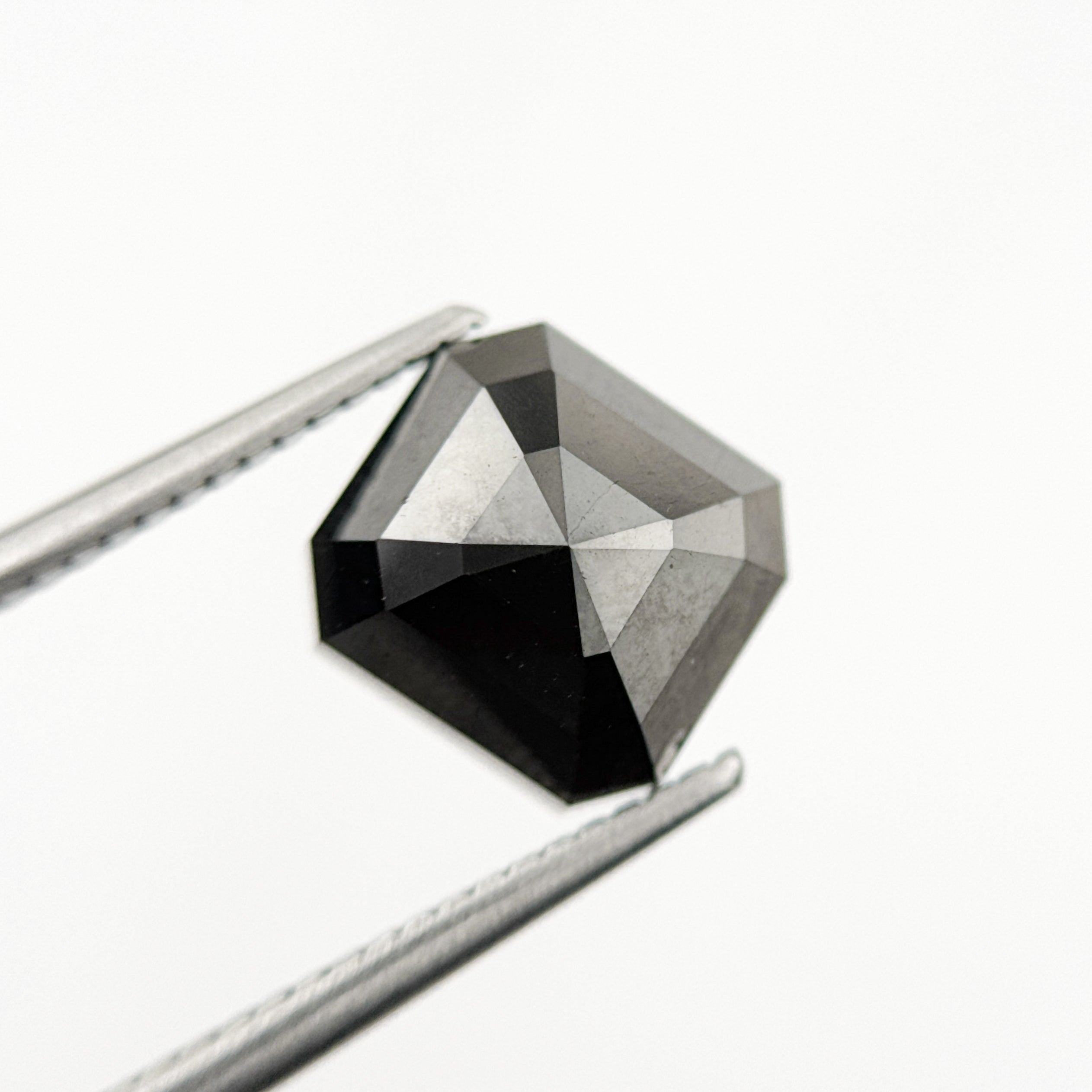 4.51 Ct Emerald Rose Cut Black Natural Salt and Pepper Diamond